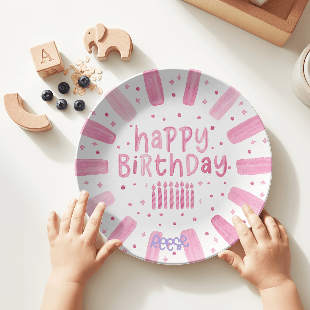 Shades of Pink Birthday Plate by Lil Plate Shop