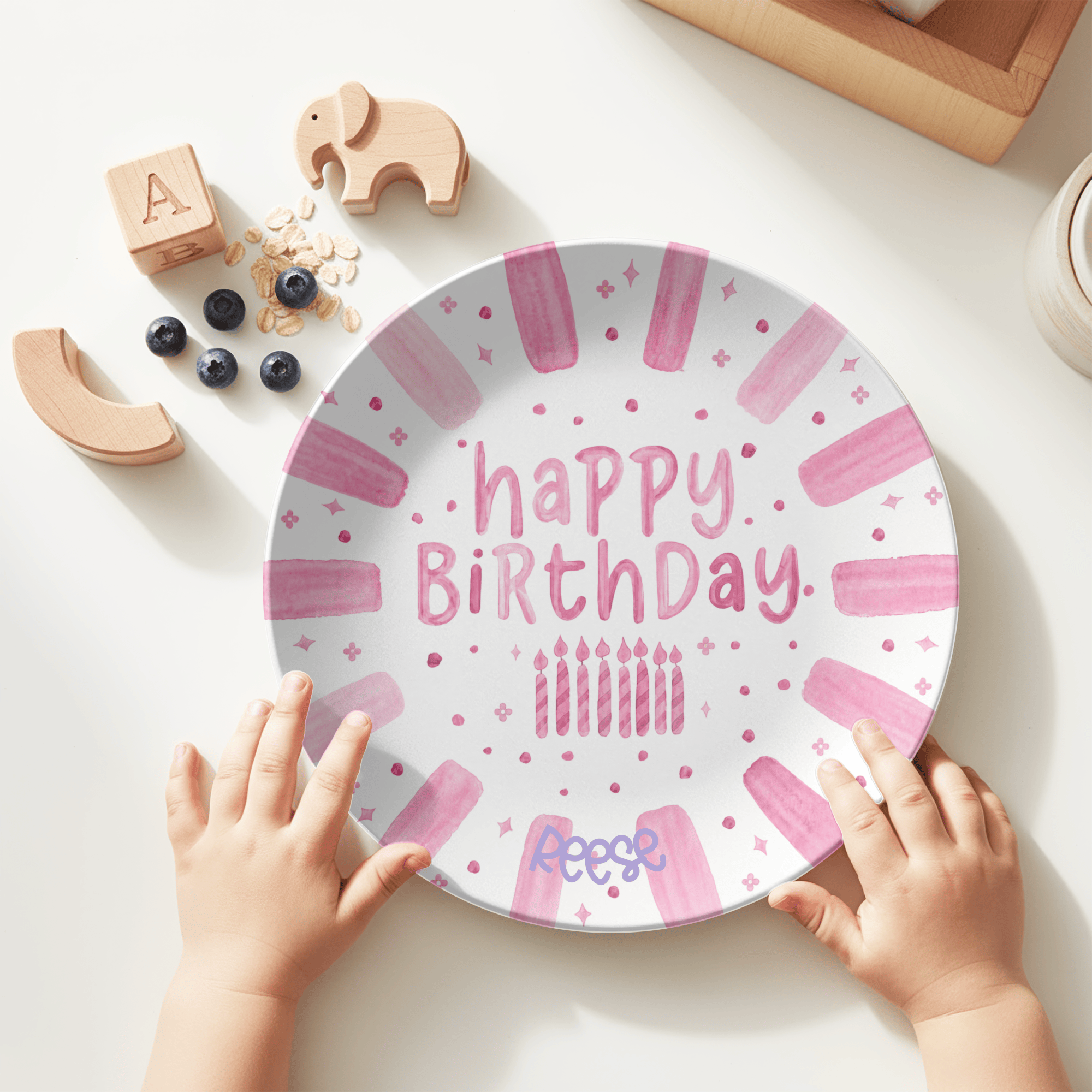 Shades of Pink Birthday Plate by Lil Plate Shop