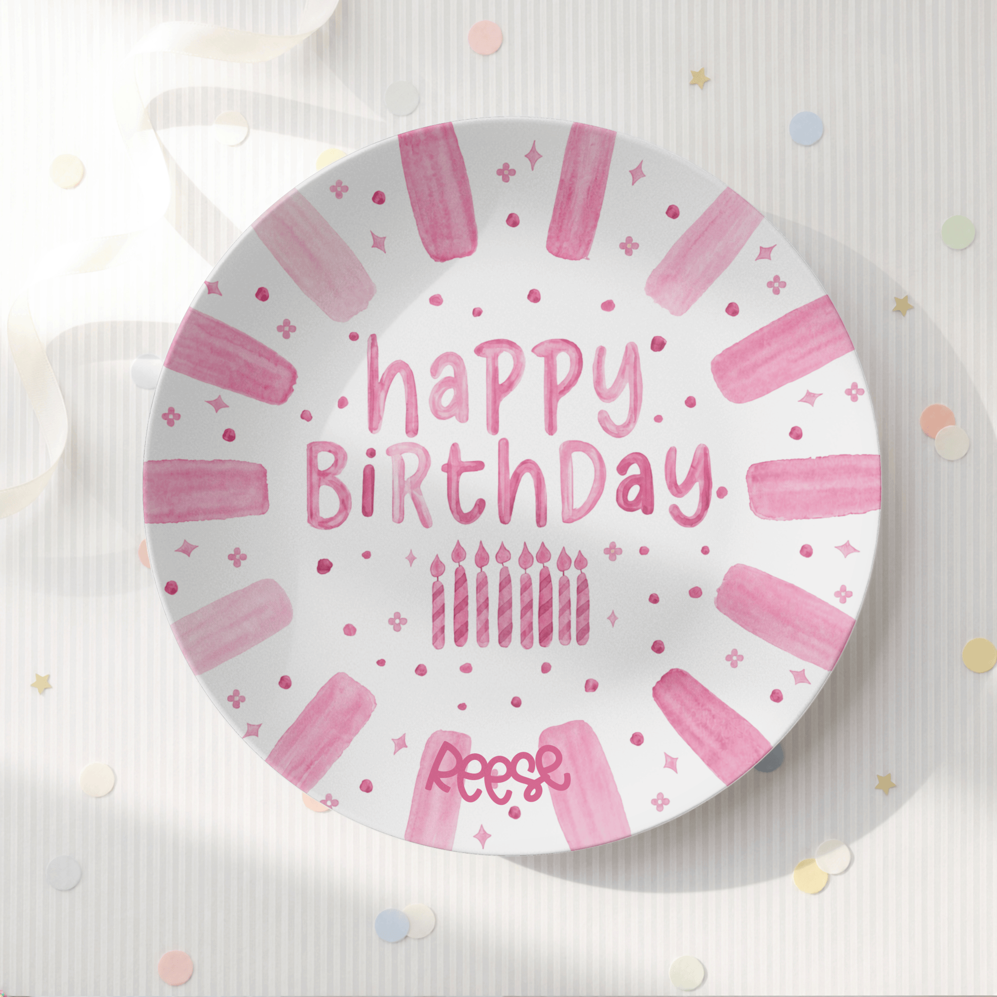 Shades of Pink Birthday Plate by Lil Plate Shop