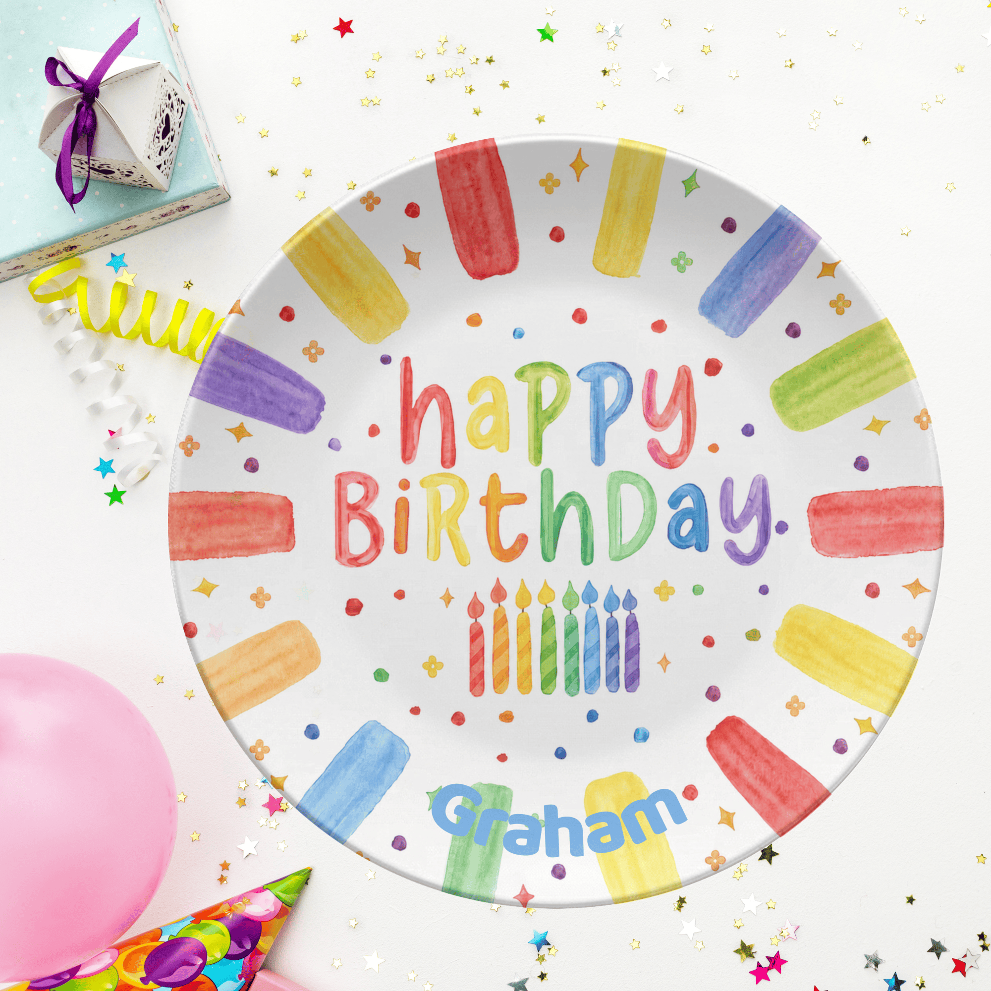 Shades of the Rainbow Birthday Plate by Lil Plate Shop