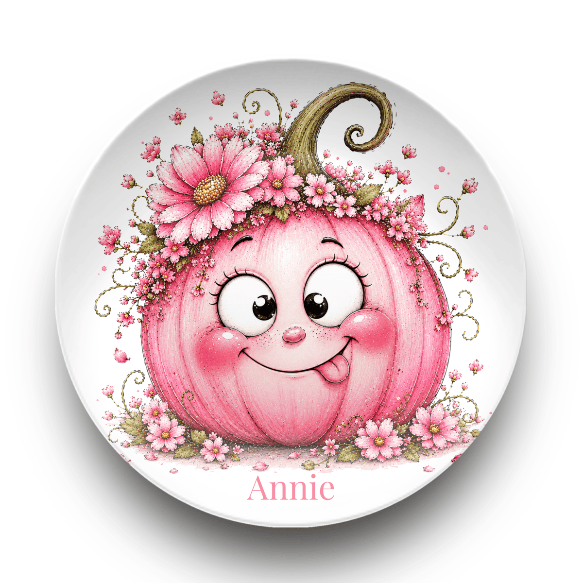 Silly Pink Pumpkin Plate by Lil Plate Shop