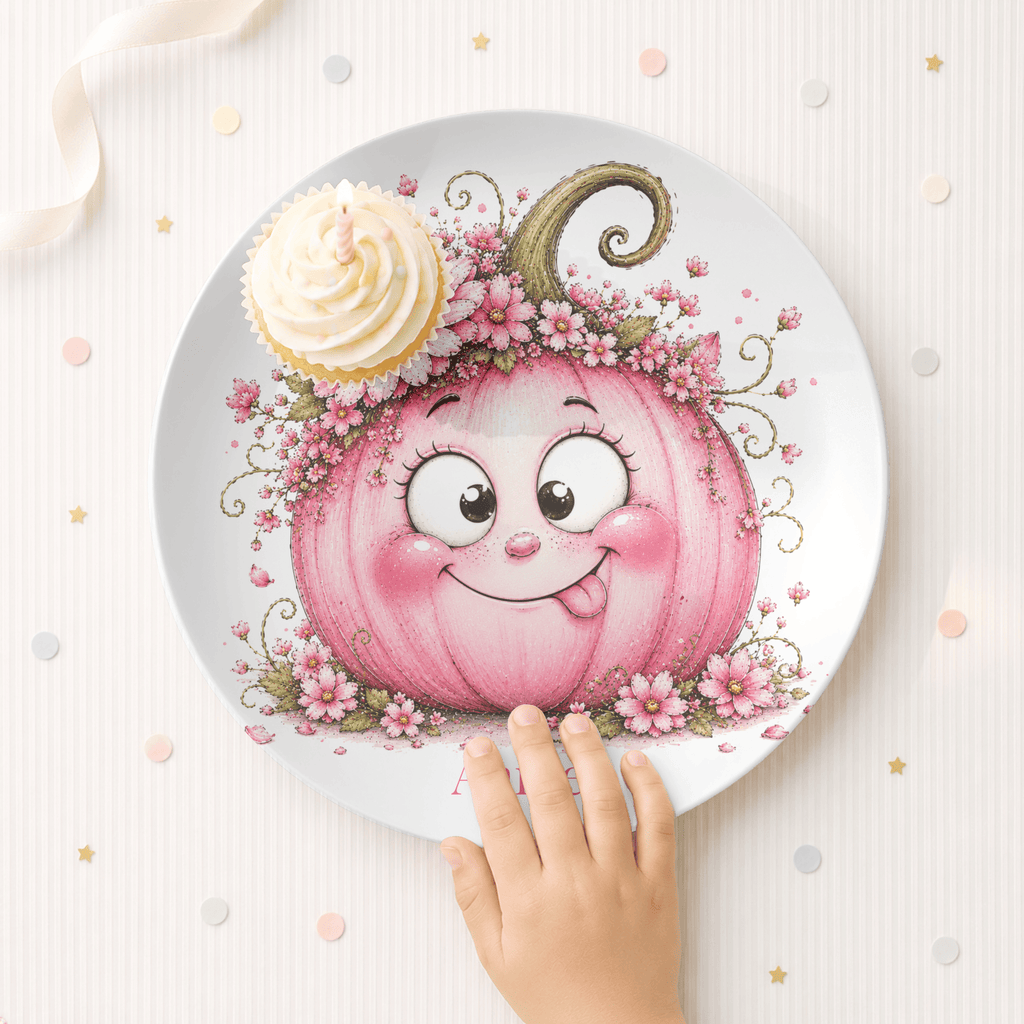 Silly Pink Pumpkin Plate by Lil Plate Shop