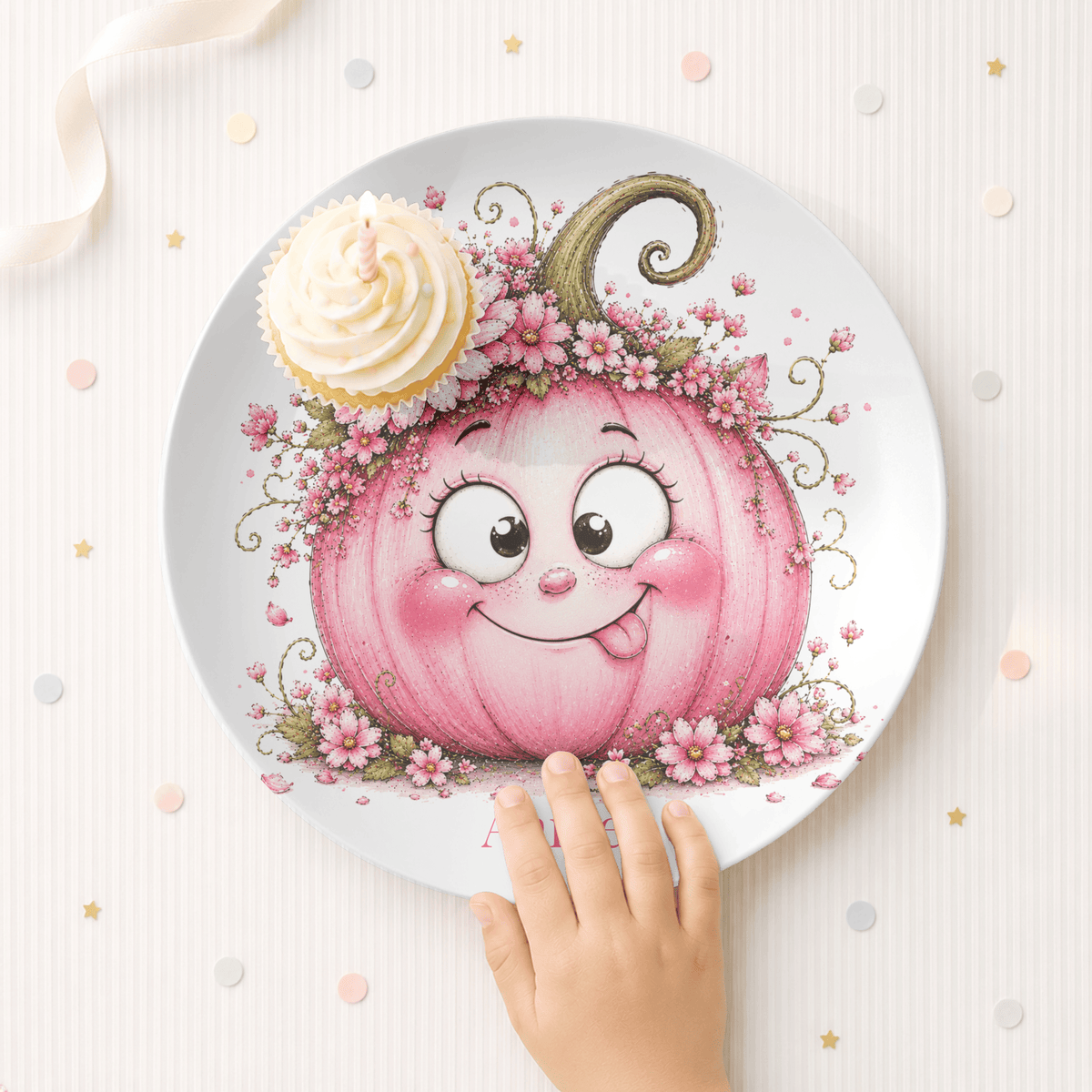 Silly Pink Pumpkin Plate by Lil Plate Shop