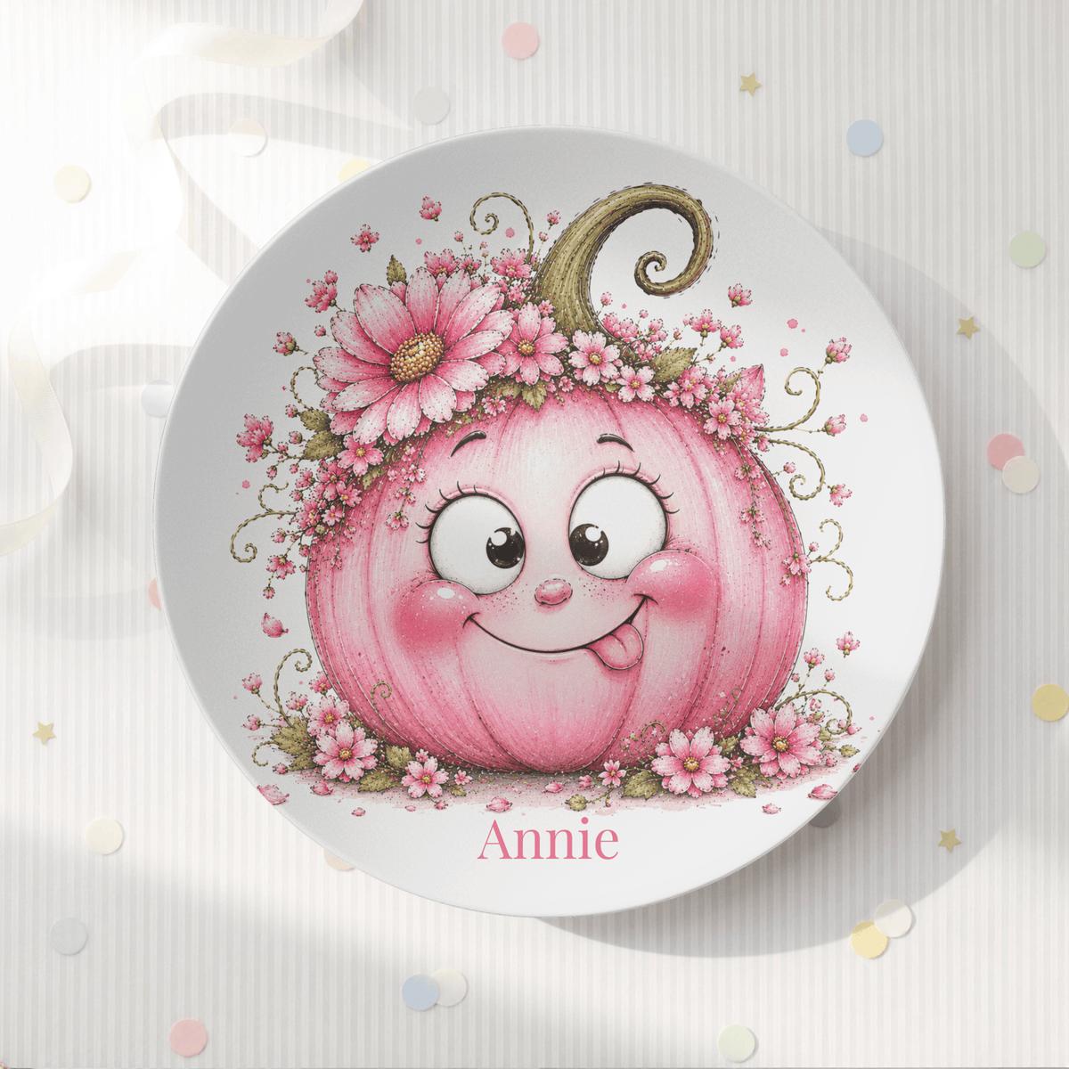 Silly Pink Pumpkin Plate by Lil Plate Shop