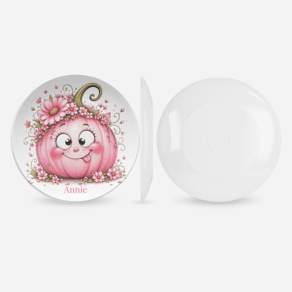Silly Pink Pumpkin Plate by Lil Plate Shop