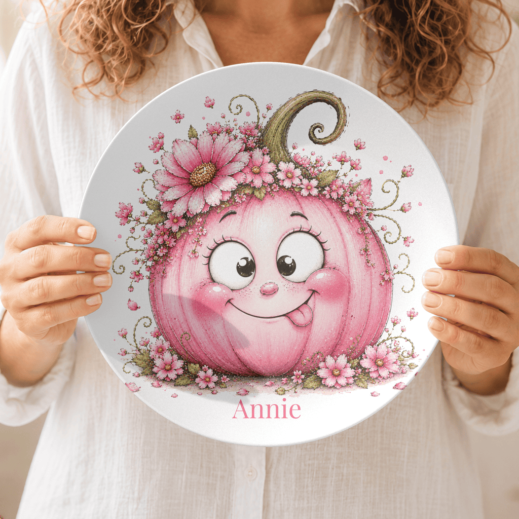 Silly Pink Pumpkin Plate by Lil Plate Shop
