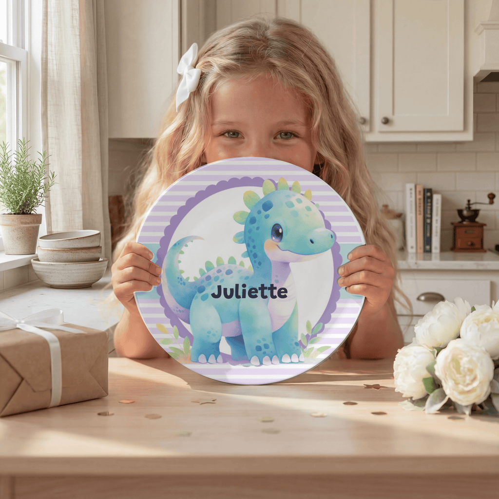 Smiling Dinosaur Plate by Lil Plate Shop