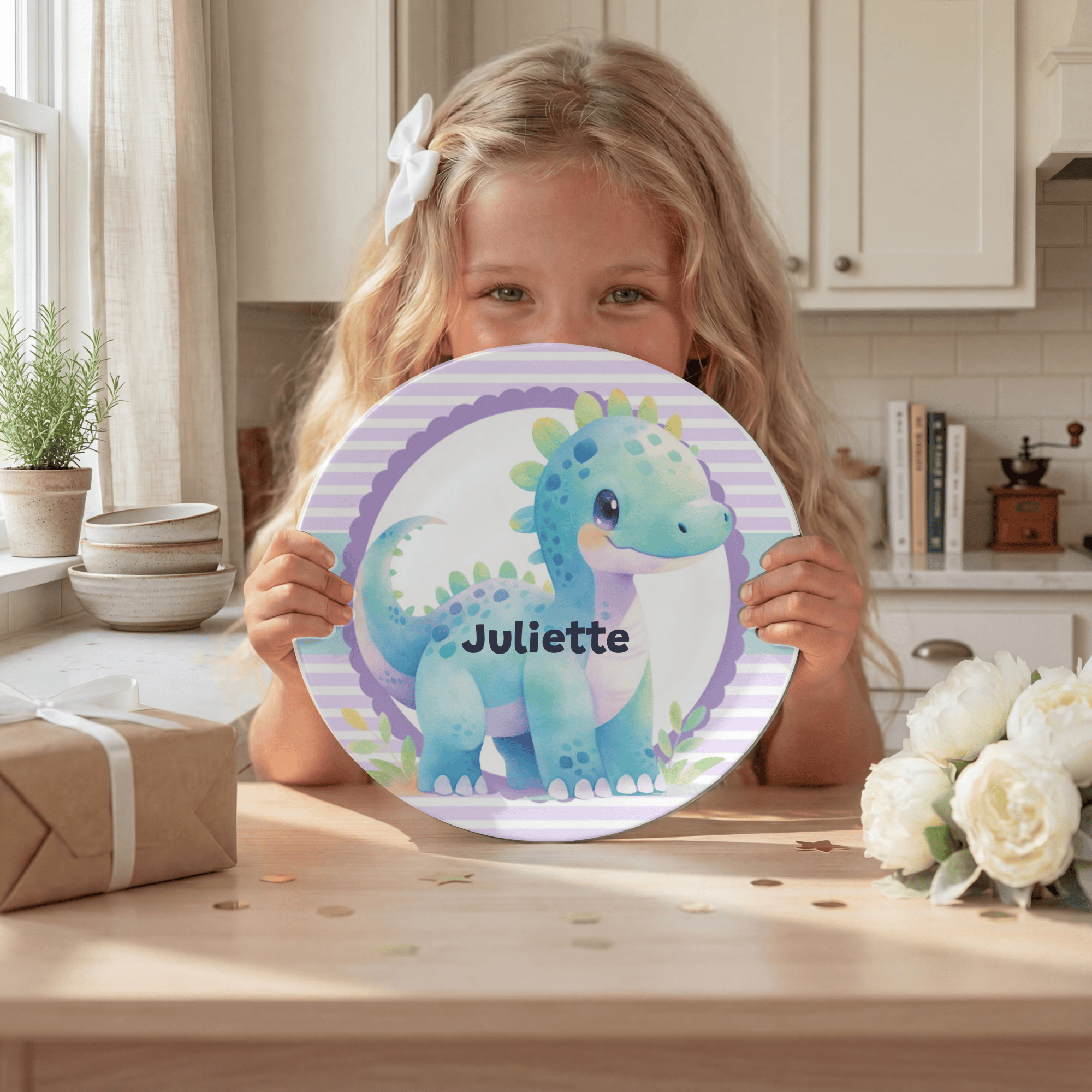 Smiling Dinosaur Plate by Lil Plate Shop