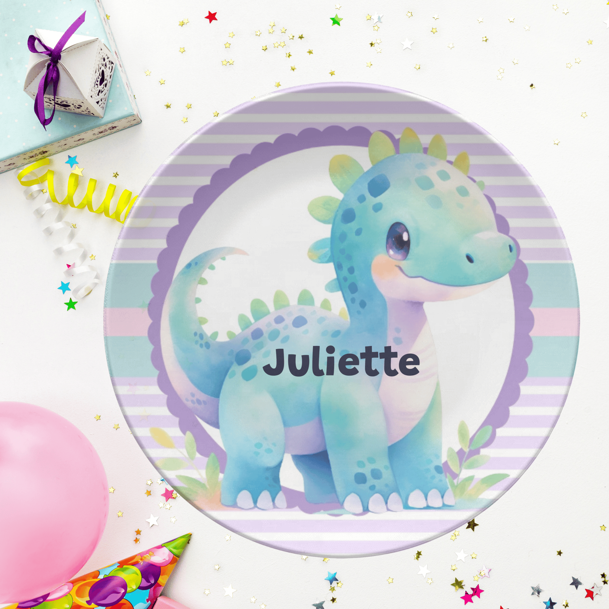 Smiling Dinosaur Plate by Lil Plate Shop