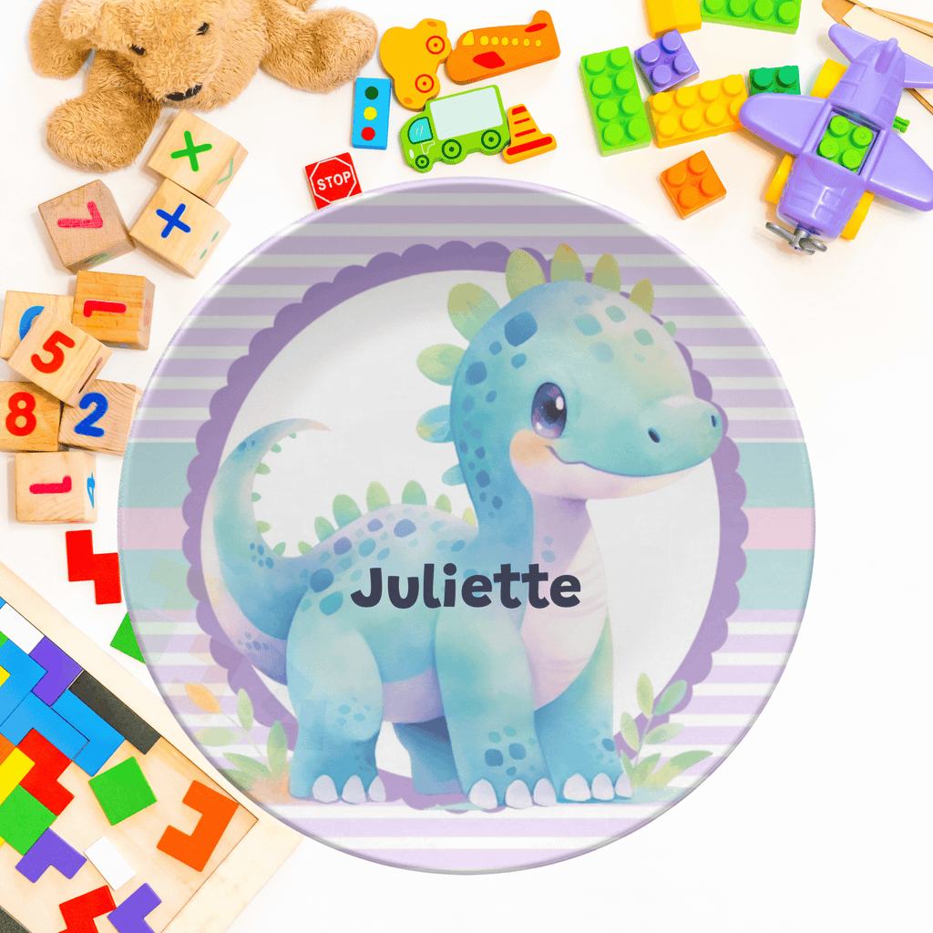 Smiling Dinosaur Plate by Lil Plate Shop