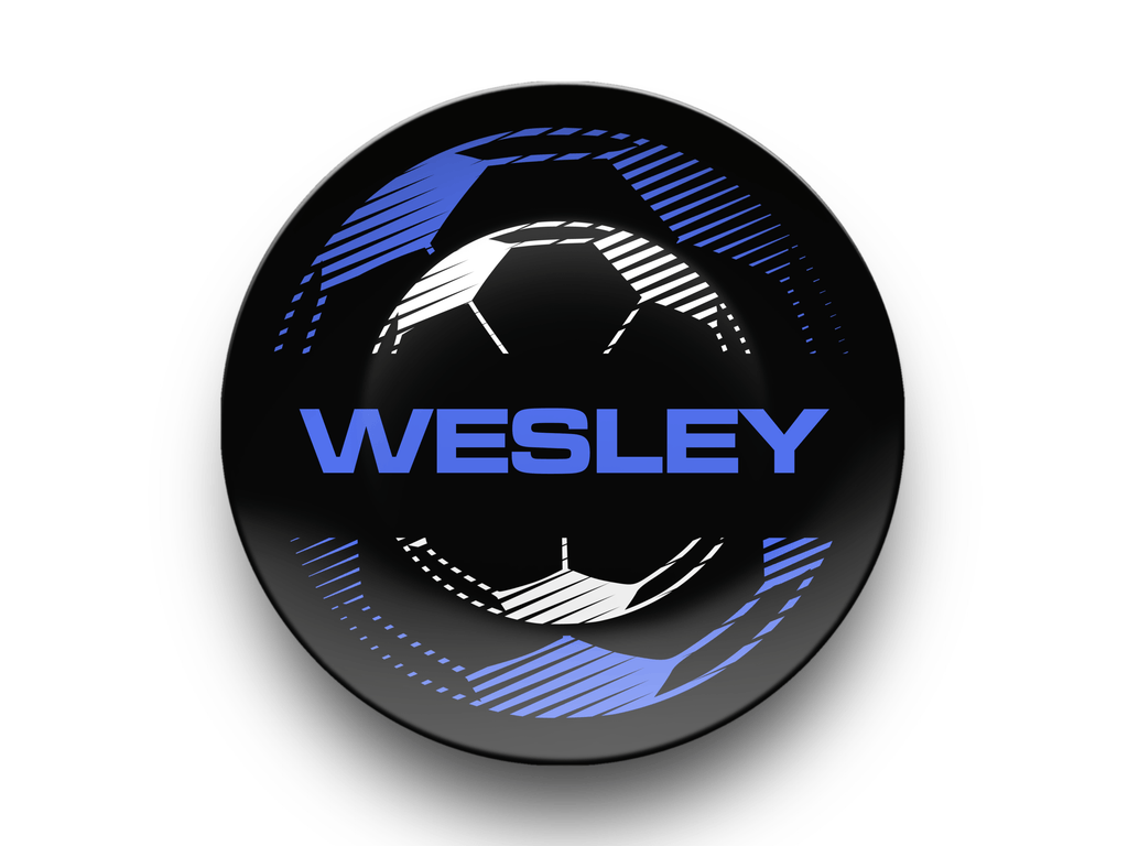 Soccer Name Plate Blue by Lil Plate Shop