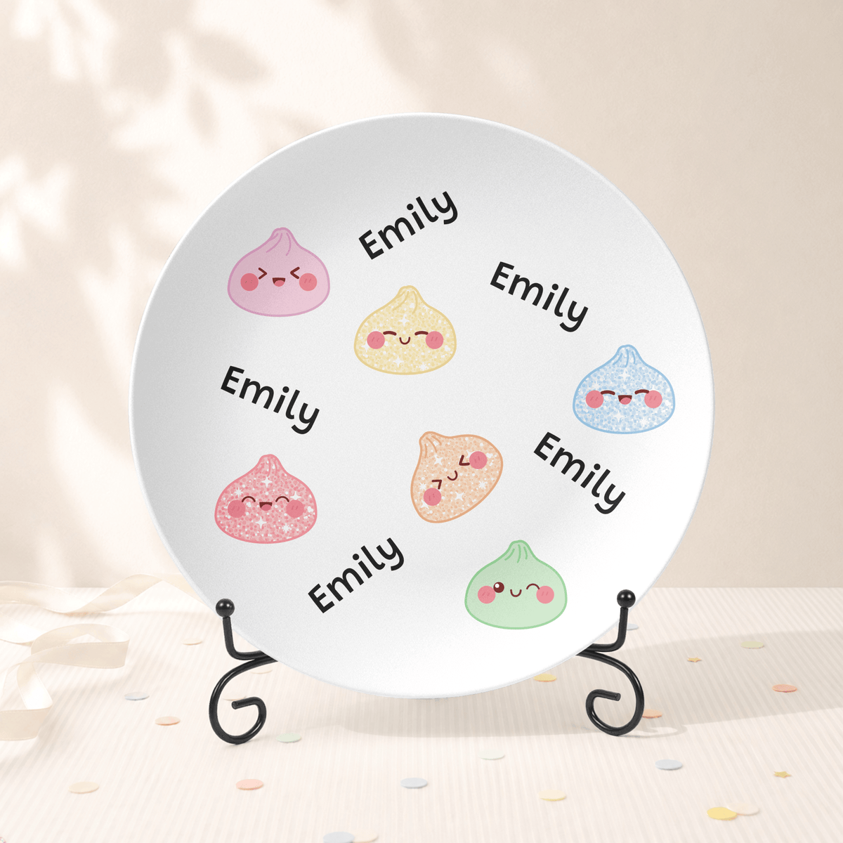 Squishy Dumpling Personalized Plate Plate With Stand by Lil Plate Shop