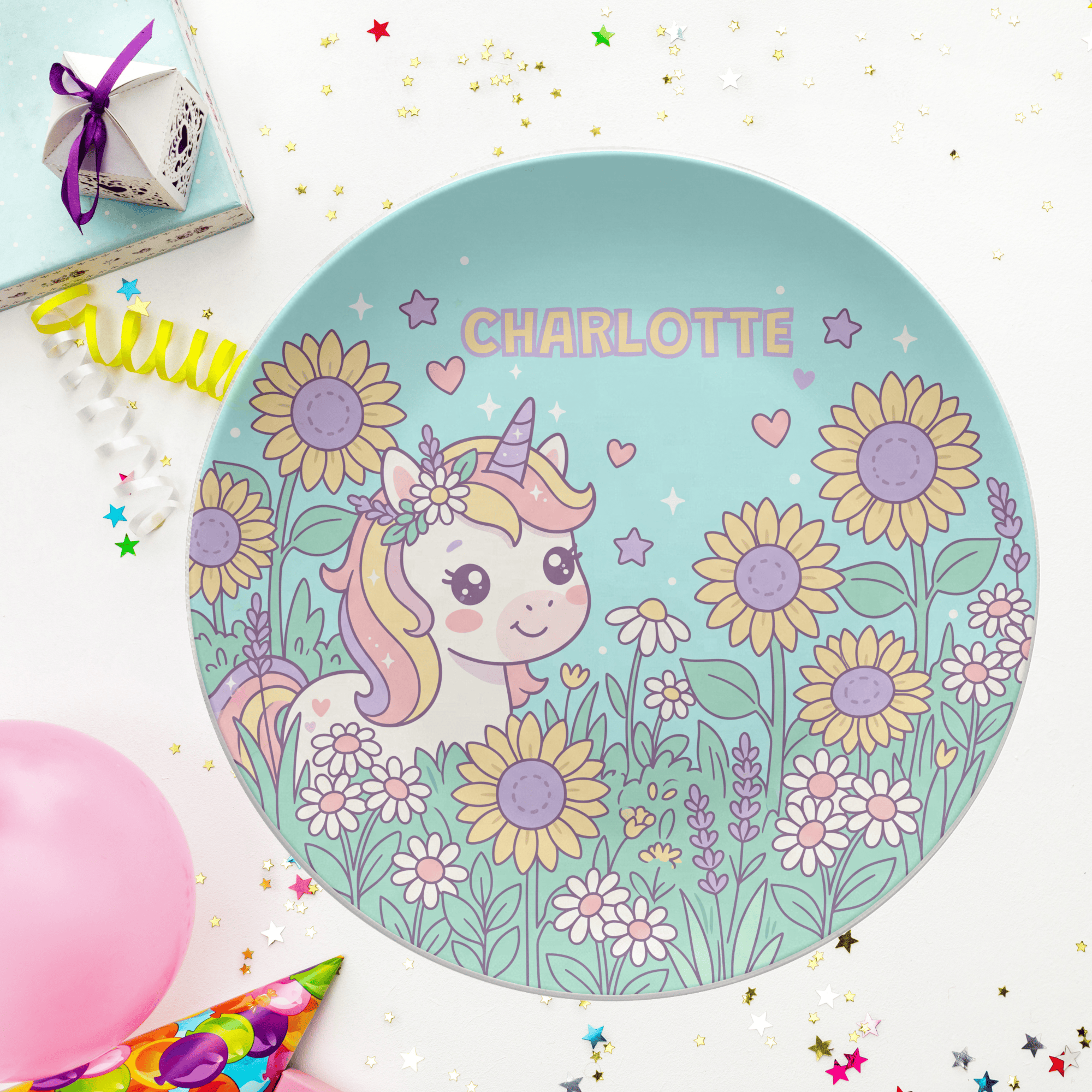 Sunflower Unicorn Plate by Lil Plate Shop