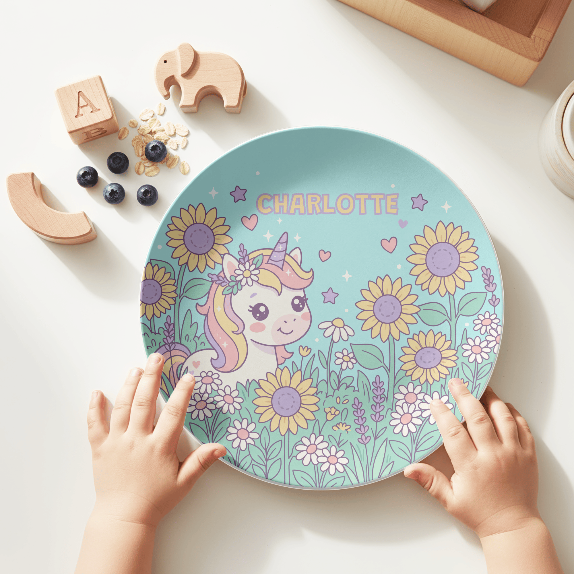 Sunflower Unicorn Plate by Lil Plate Shop