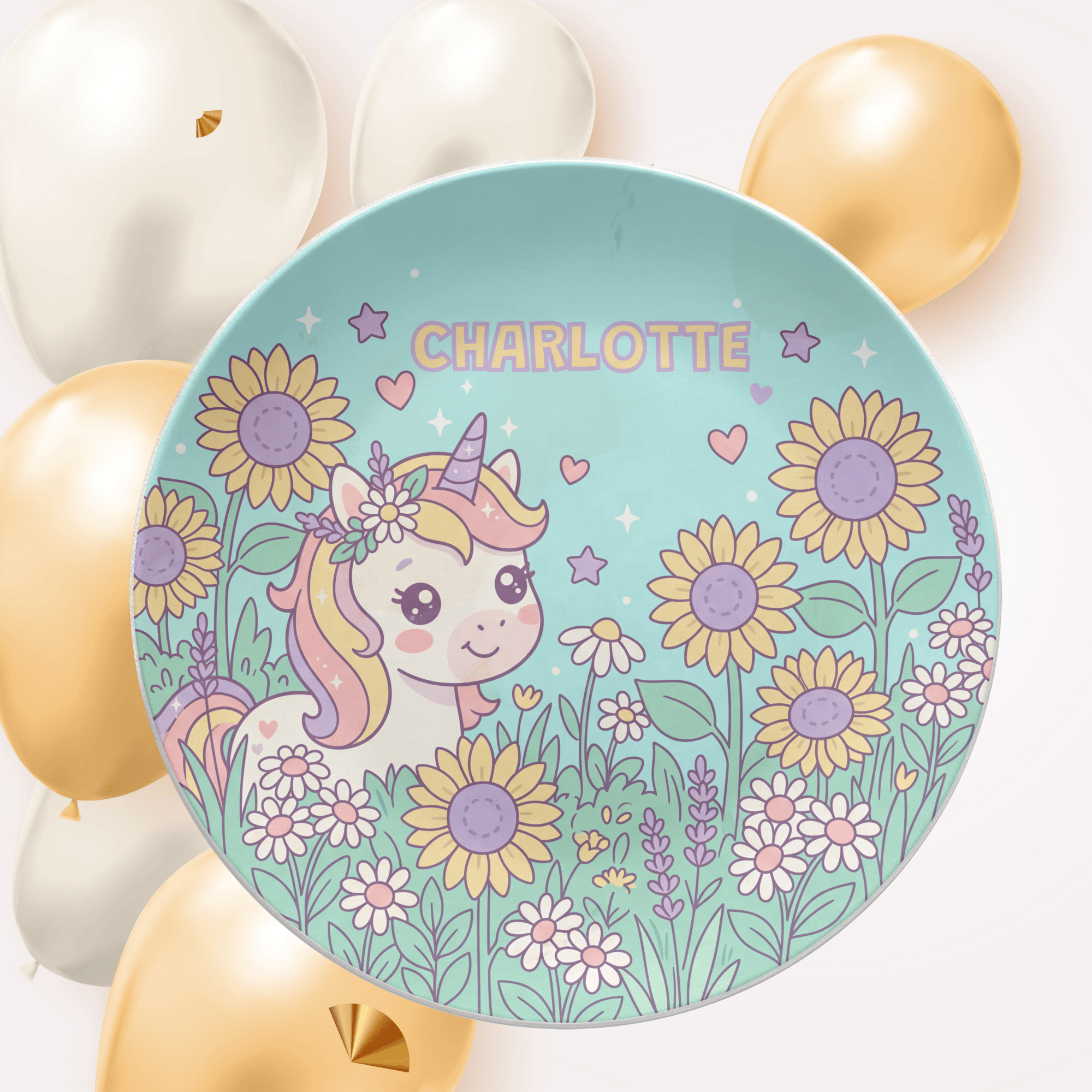 Sunflower Unicorn Plate by Lil Plate Shop