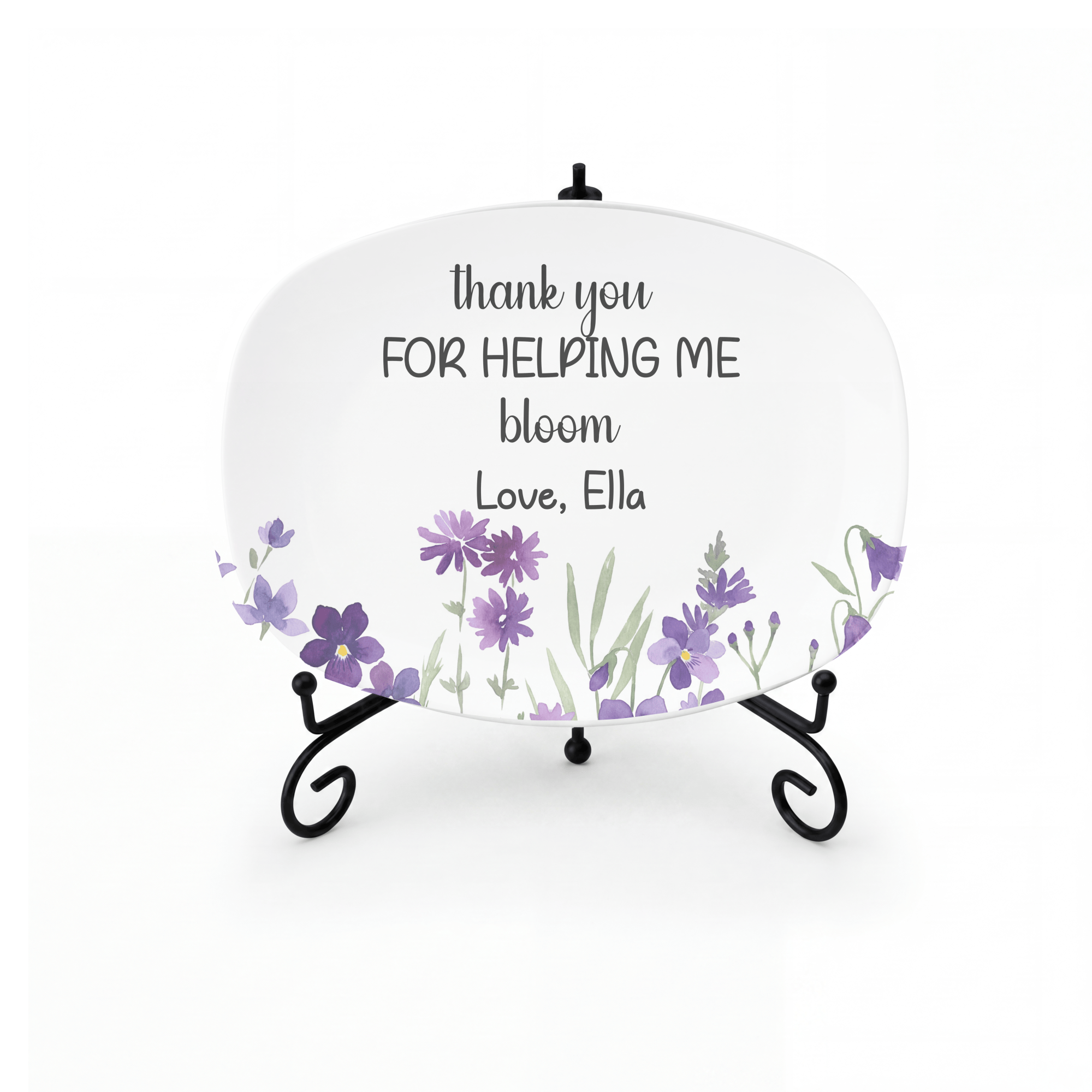 Teacher Helping Me Bloom Platter Platter + Stand + Gift Box by Lil Plate Shop