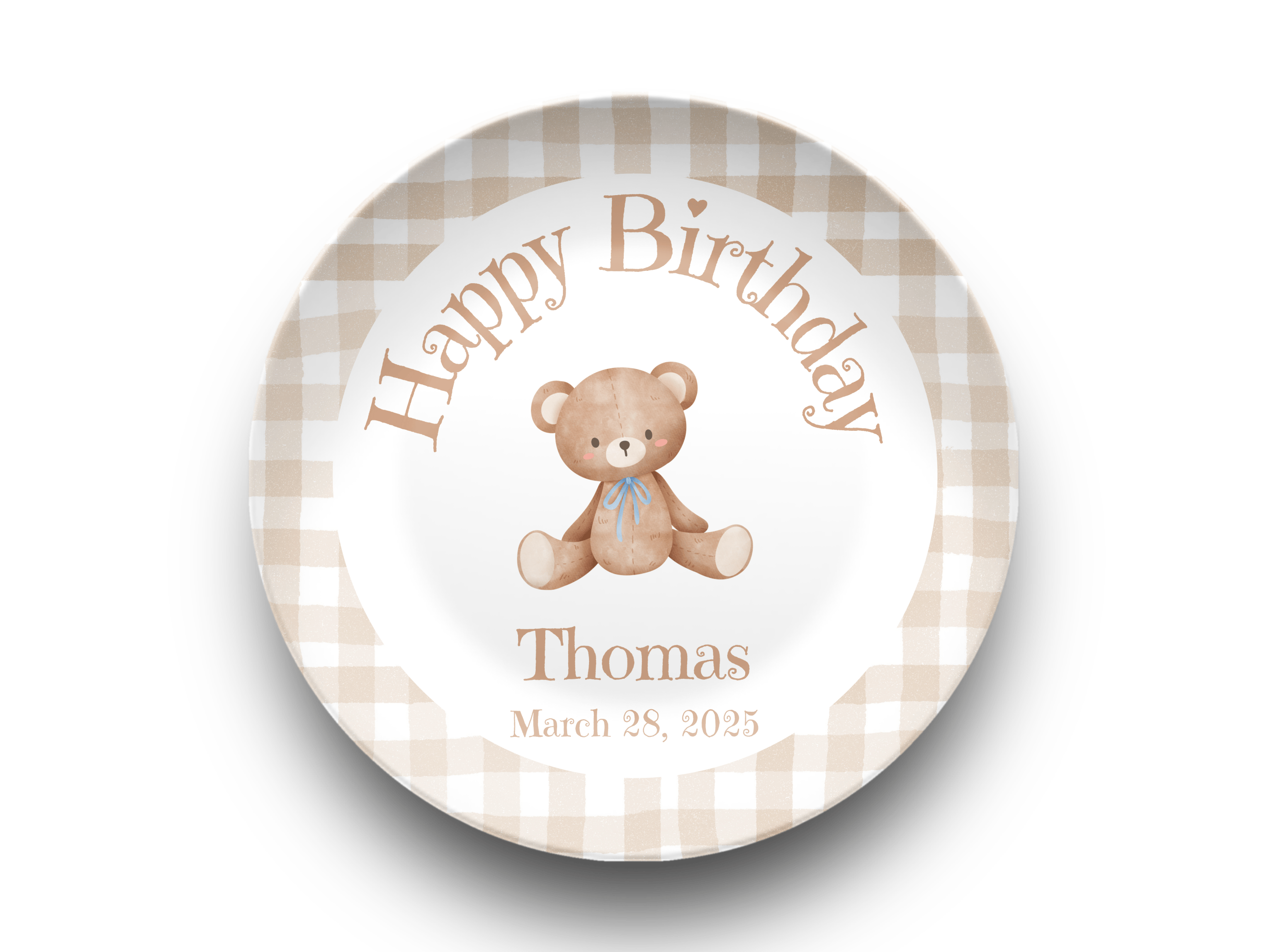 Teddy Bear Birthday Plate - Boy or Girl Blue by Lil Plate Shop
