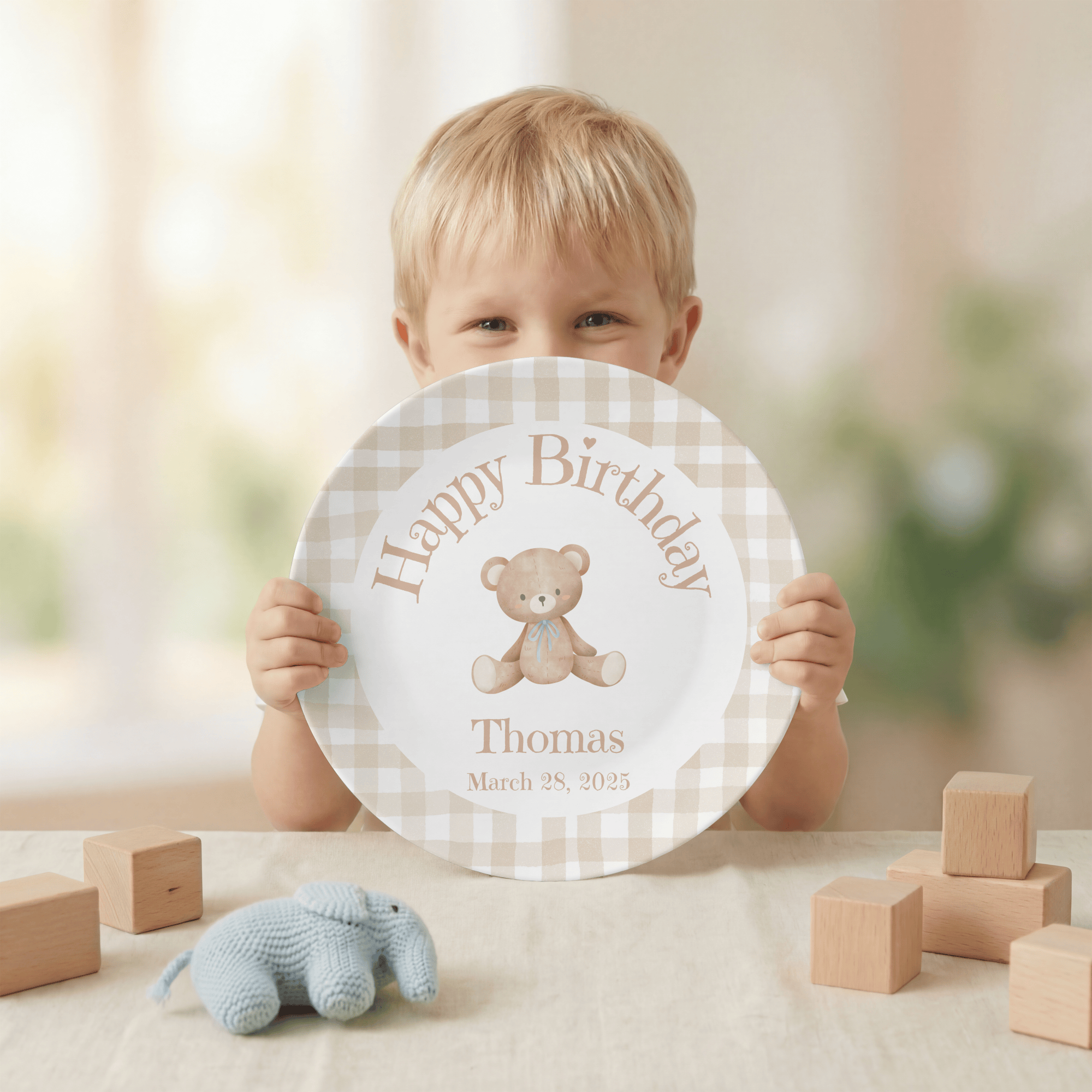 Teddy Bear Birthday Plate - Boy or Girl by Lil Plate Shop