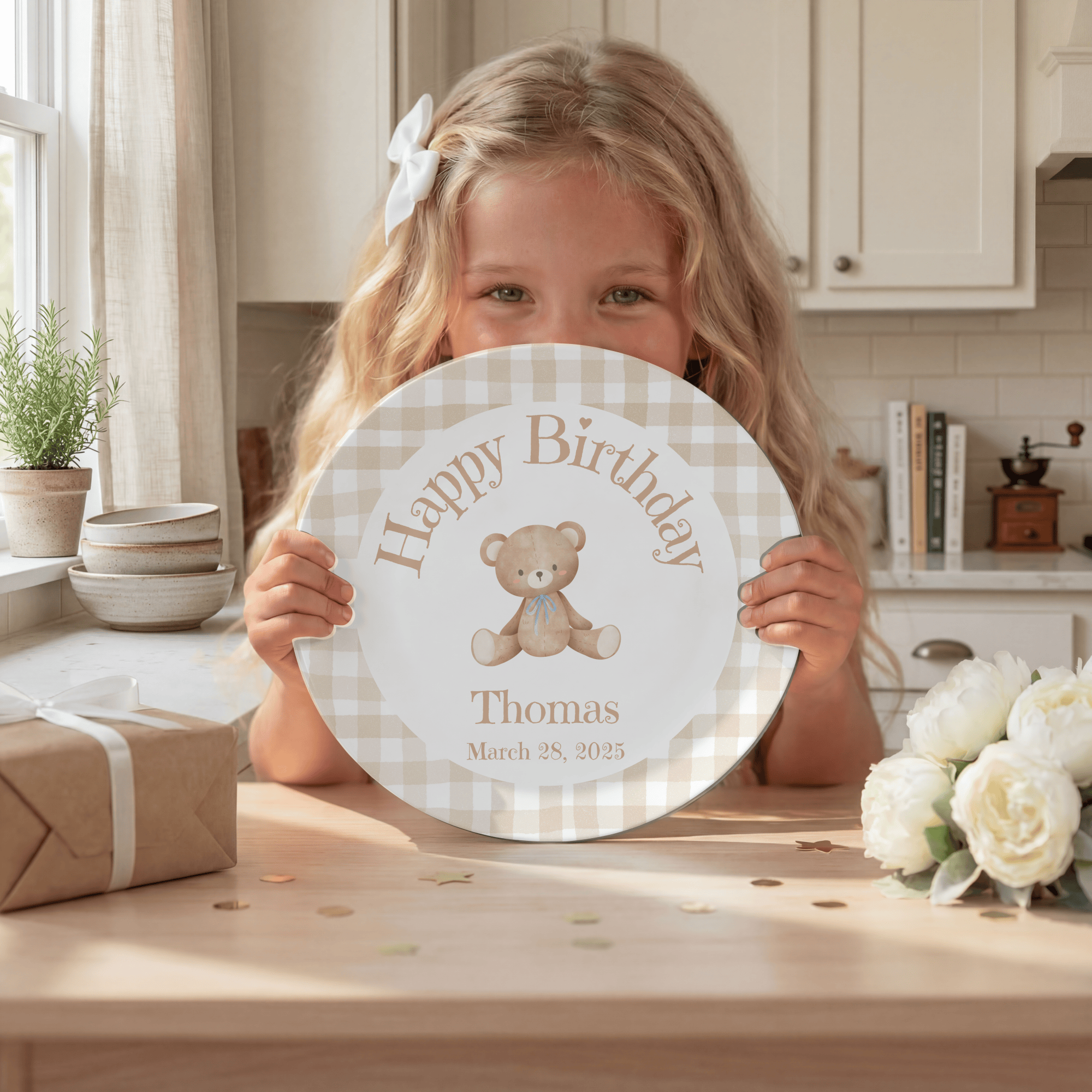 Teddy Bear Birthday Plate - Boy or Girl by Lil Plate Shop