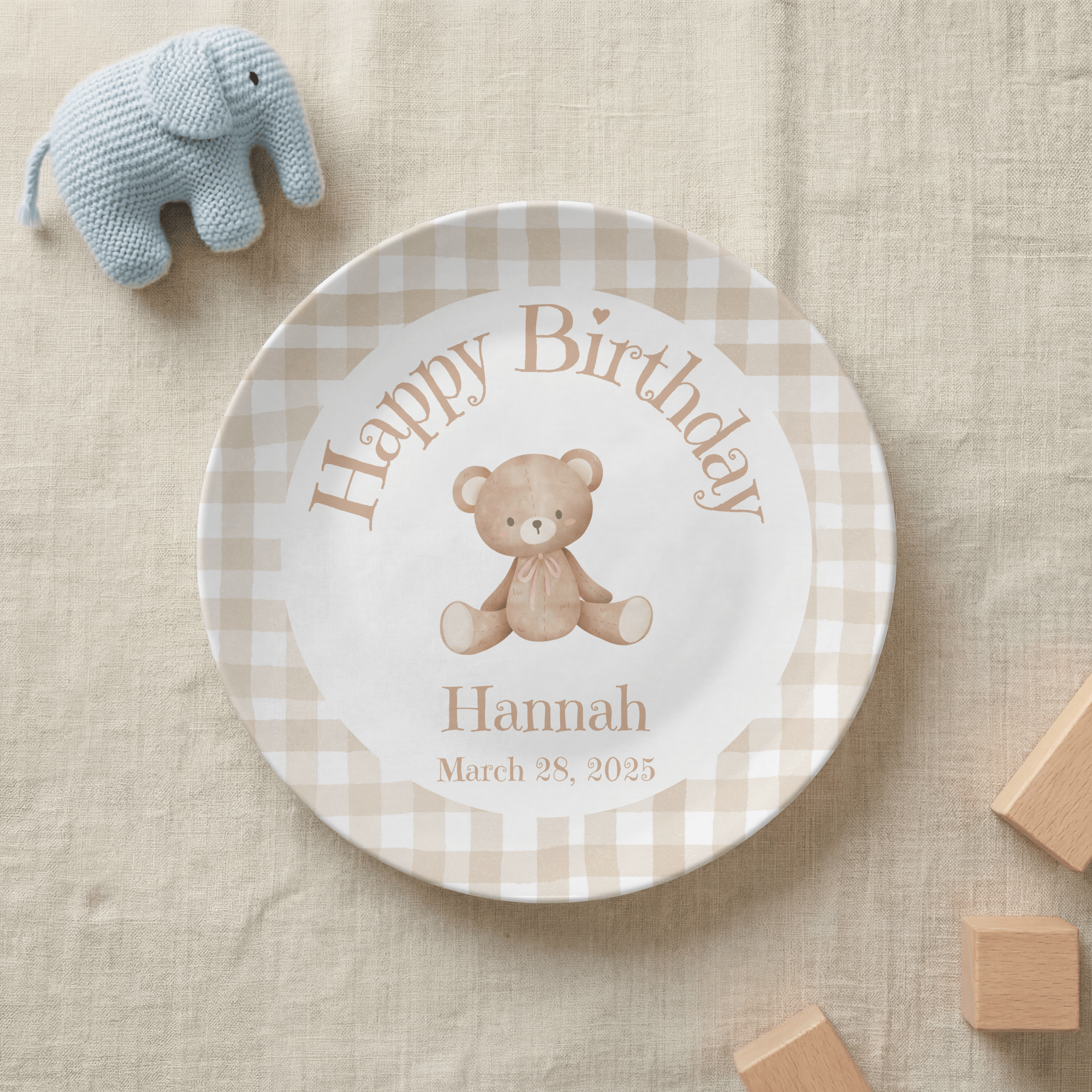 Teddy Bear Birthday Plate - Boy or Girl by Lil Plate Shop