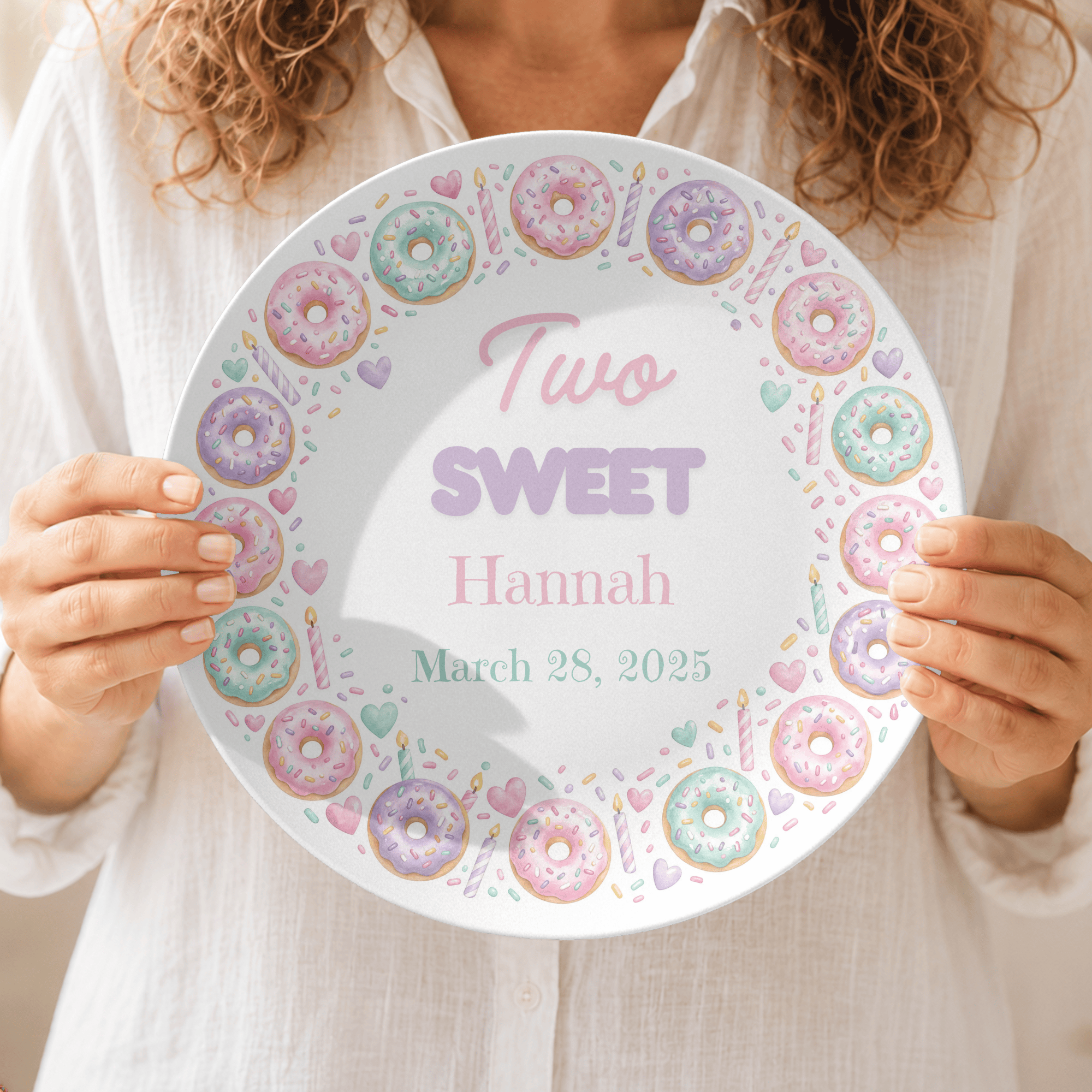 Two Sweet Birthday Donut Plate by Lil Plate Shop