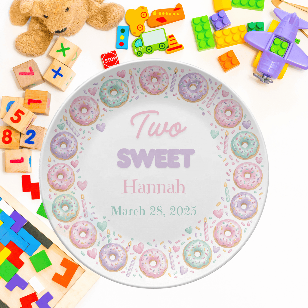 Two Sweet Birthday Donut Plate by Lil Plate Shop