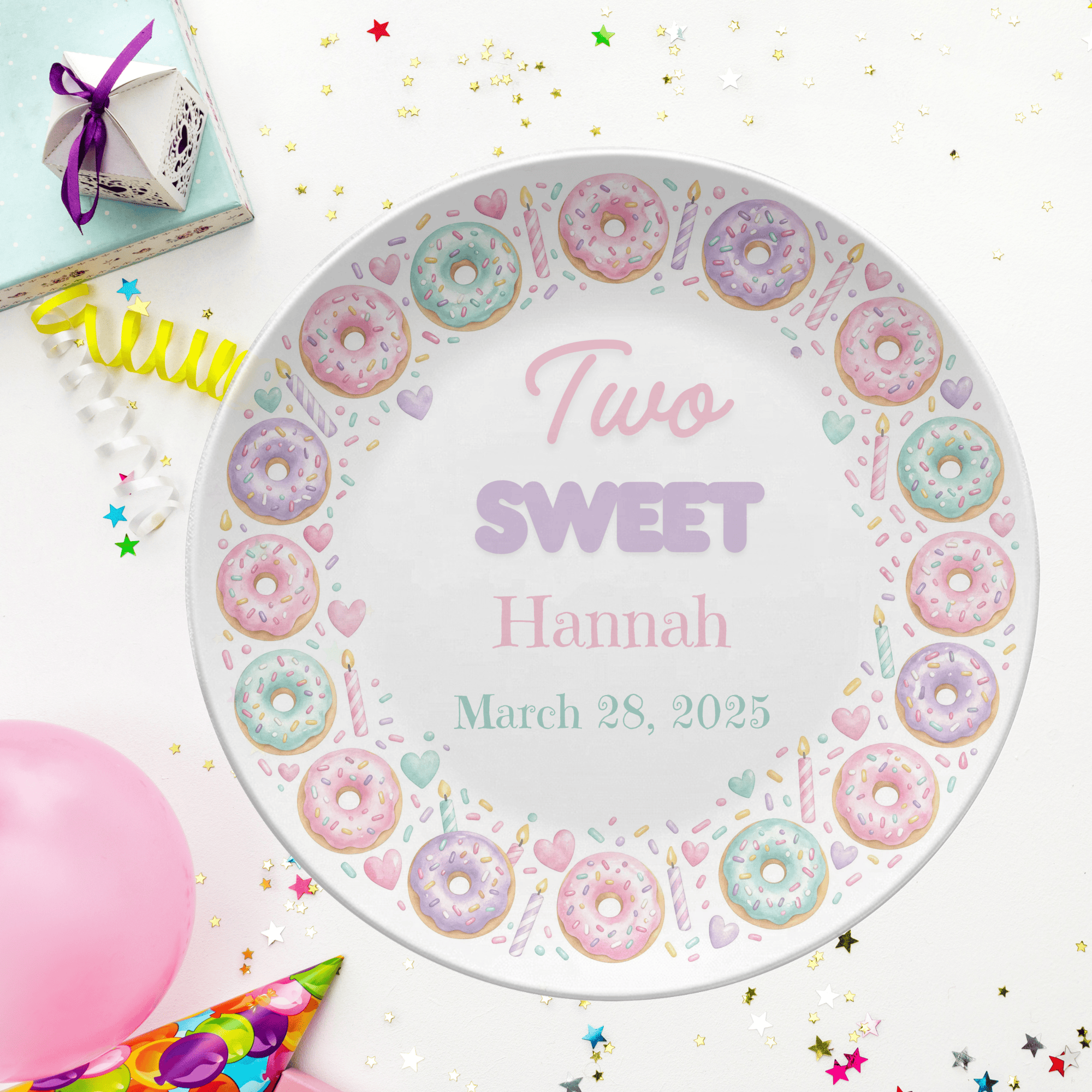 Two Sweet Birthday Donut Plate by Lil Plate Shop