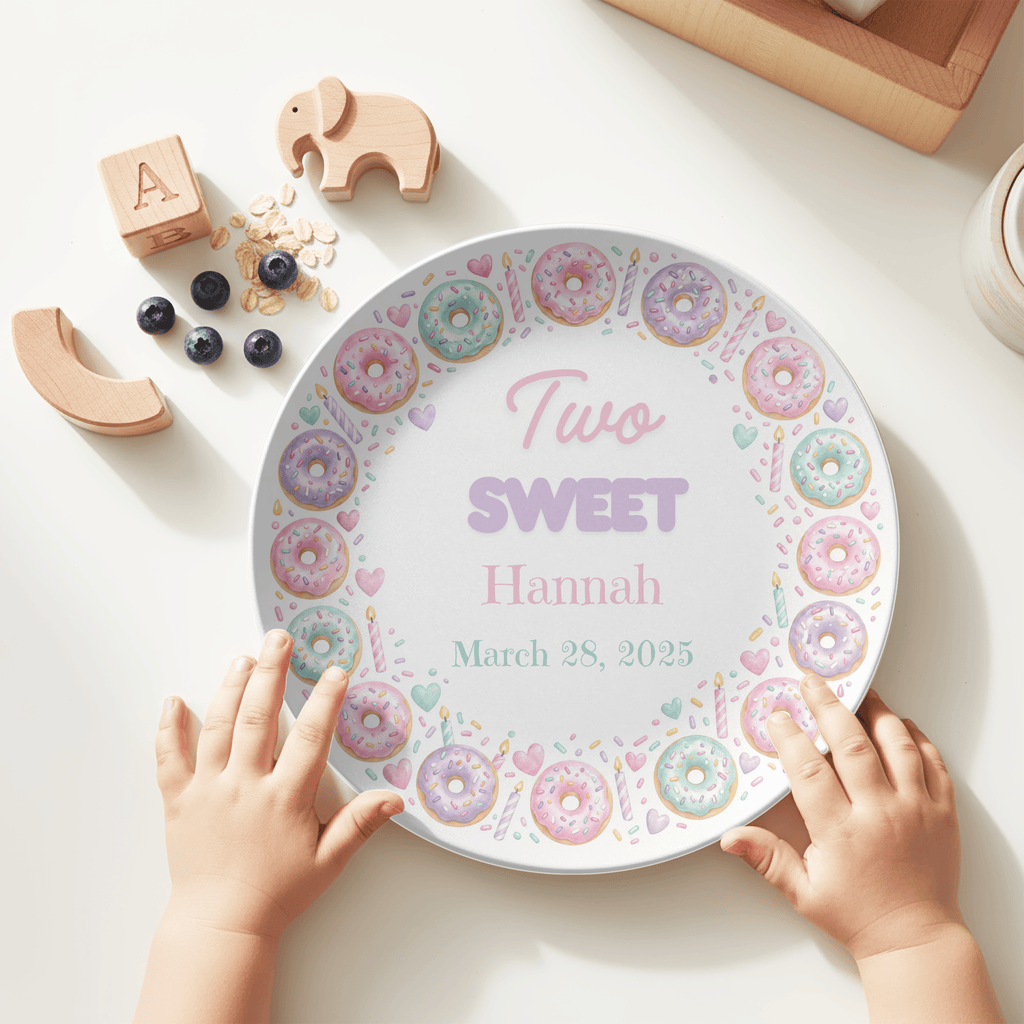 Two Sweet Birthday Donut Plate by Lil Plate Shop
