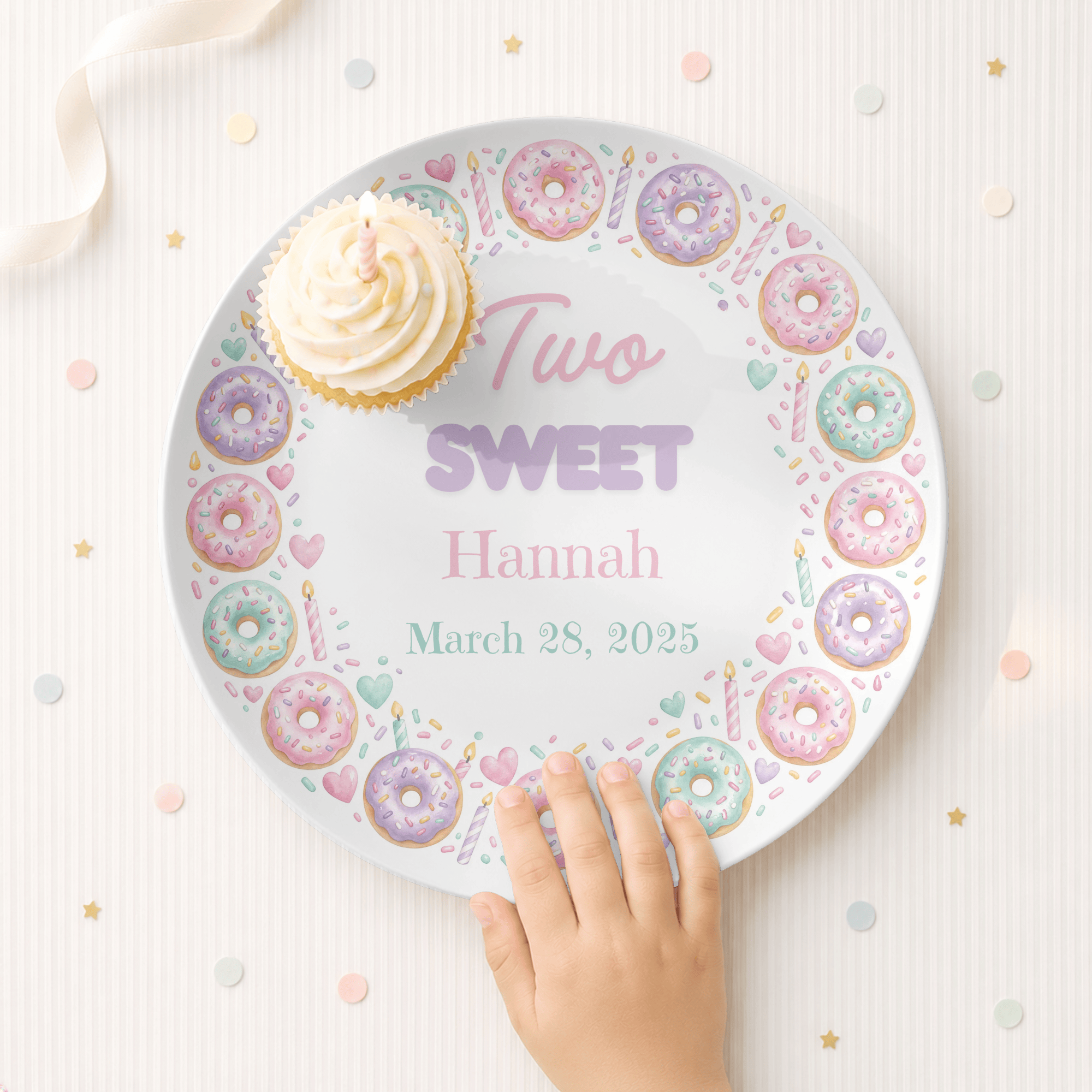 Two Sweet Birthday Donut Plate by Lil Plate Shop