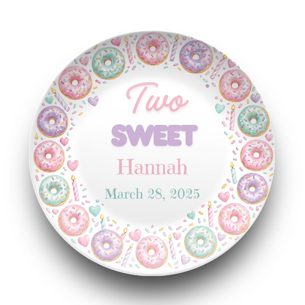 Two Sweet Birthday Donut Plate Plate by Lil Plate Shop