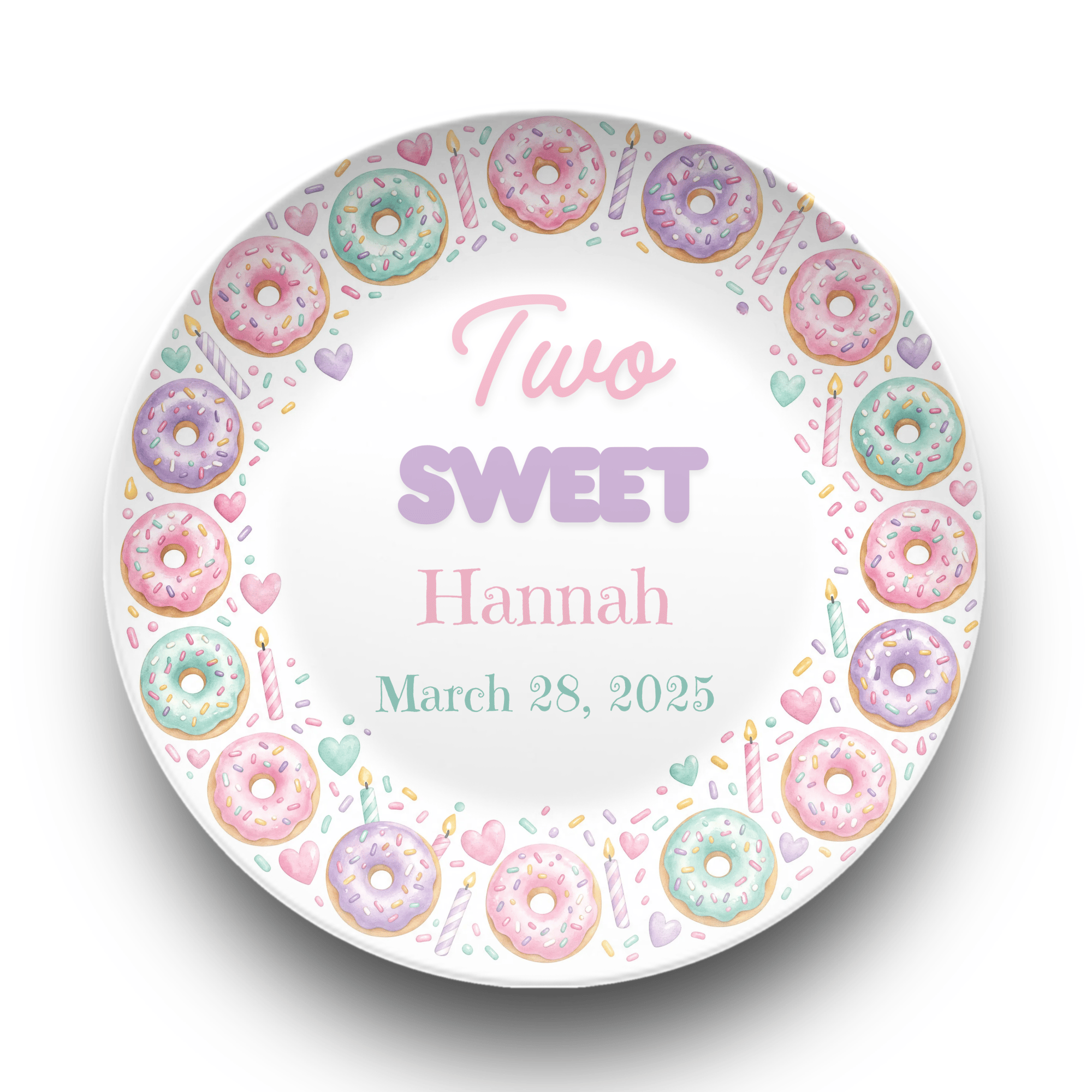 Two Sweet Birthday Donut Plate Plate by Lil Plate Shop