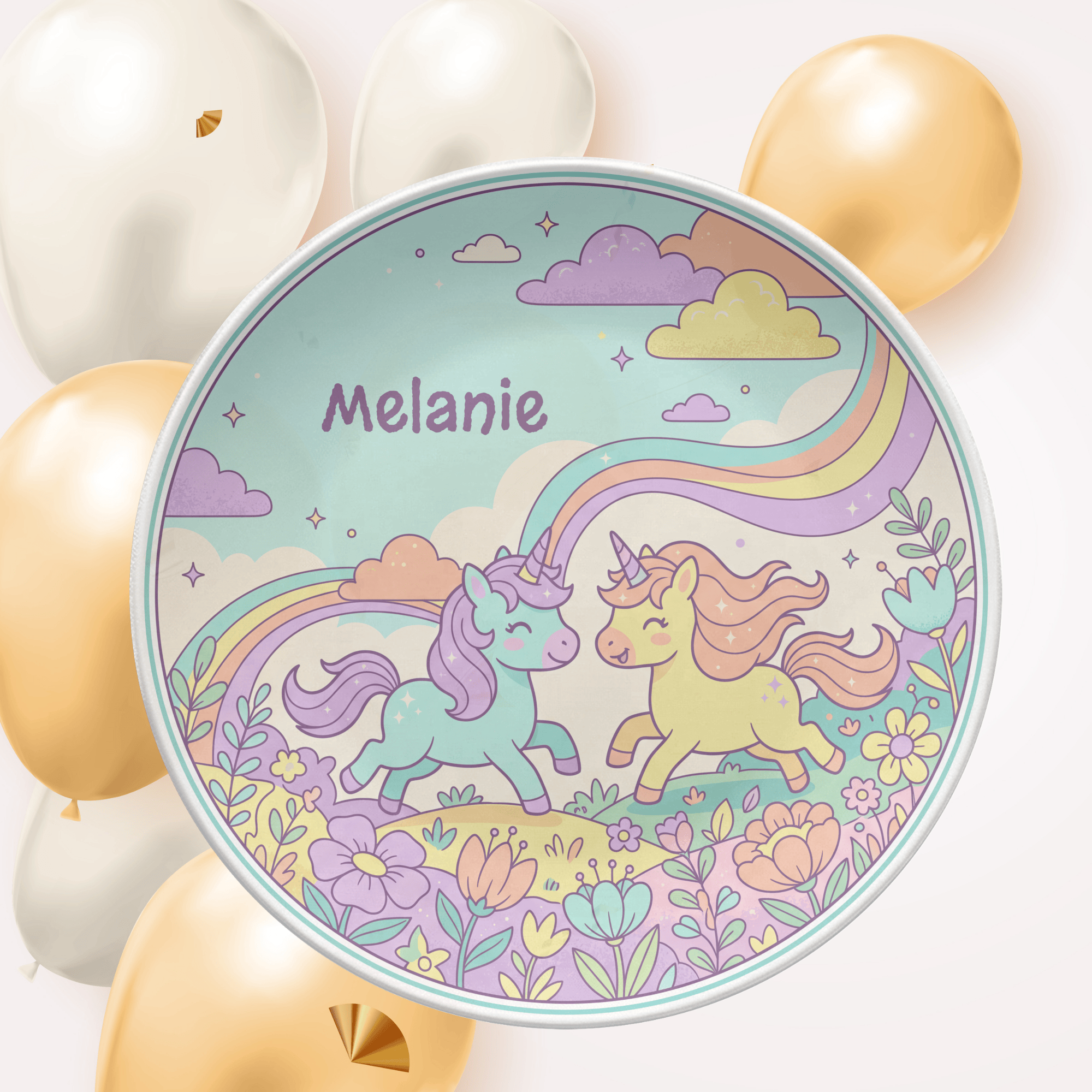 Unicorns Playing Plate by Lil Plate Shop