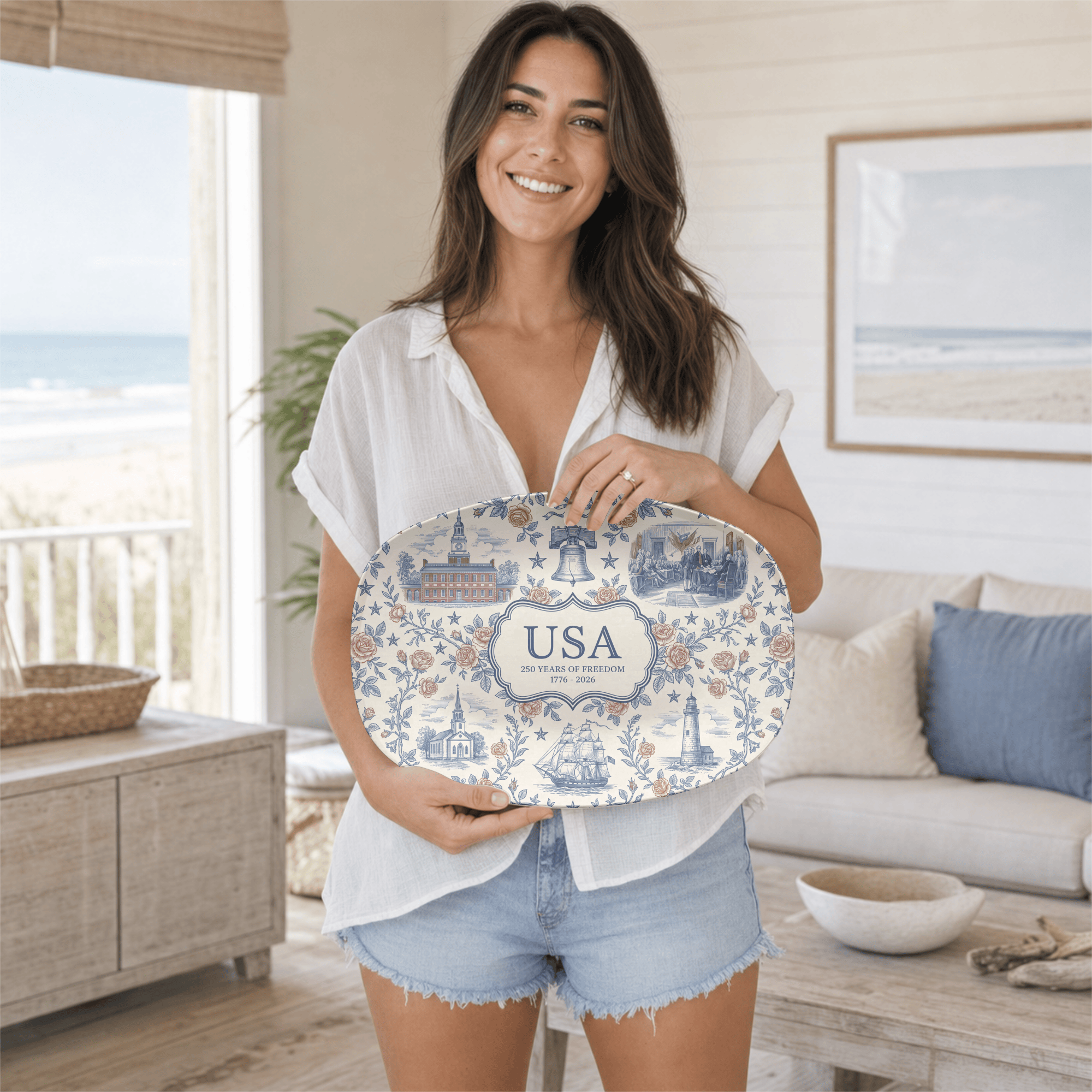 USA Patriotic 250 Bicentennial Year Platter by Lil Plate Shop