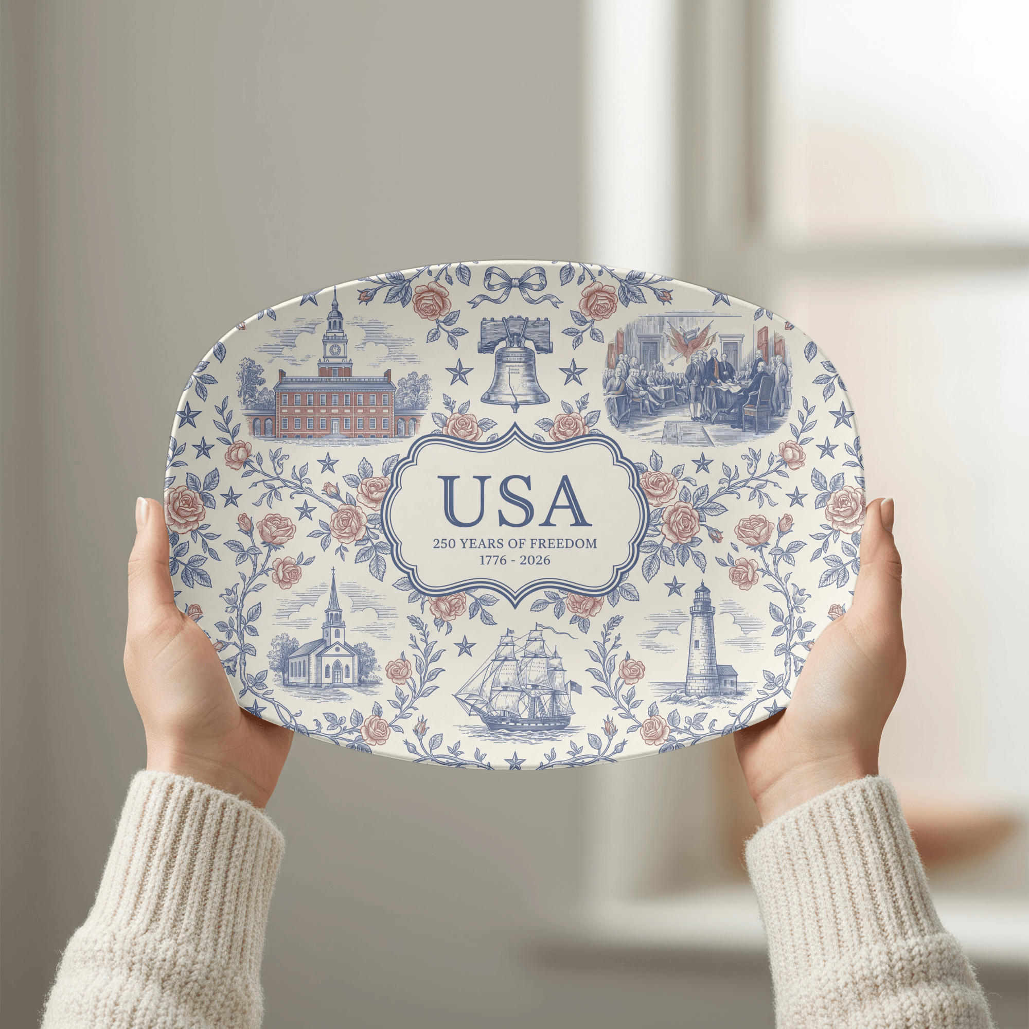 USA Patriotic 250 Bicentennial Year Platter by Lil Plate Shop