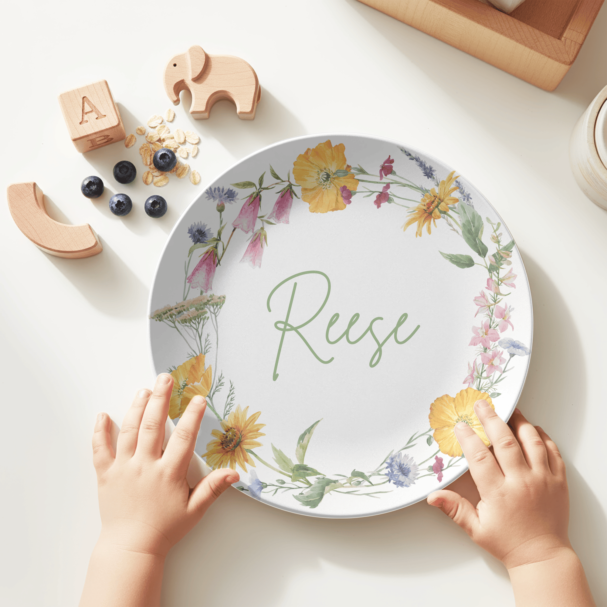 Wildflower Border Name Plate by Lil Plate Shop