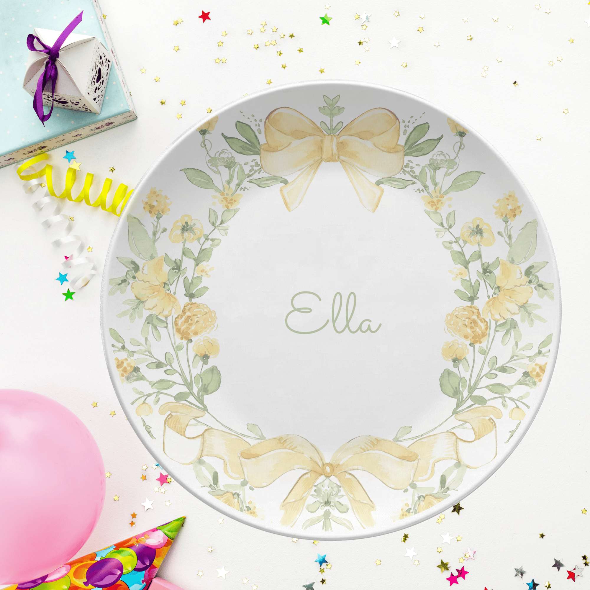 Yellow Coquette Bow Plate by Lil Plate Shop