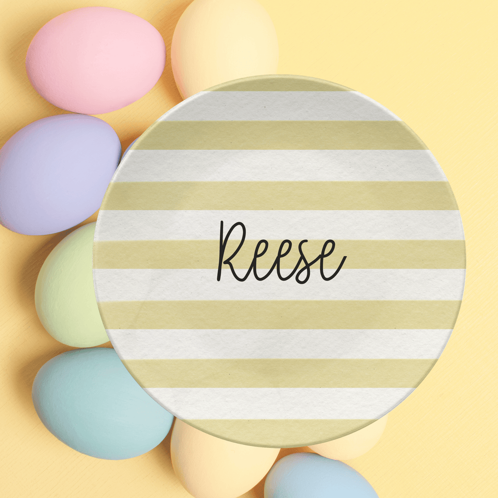 Yellow Stripe Name Plate by Lil Plate Shop