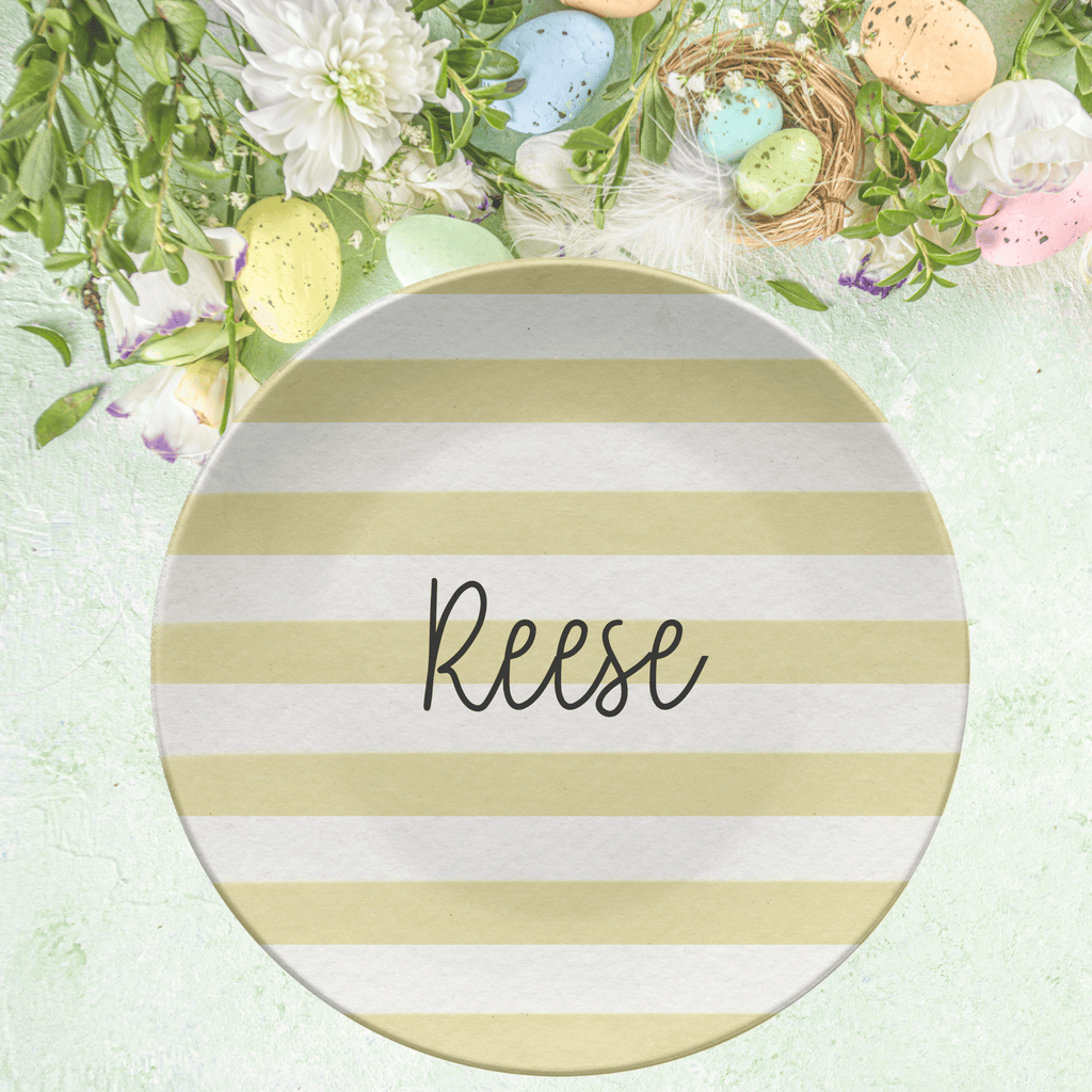 Yellow Stripe Name Plate by Lil Plate Shop