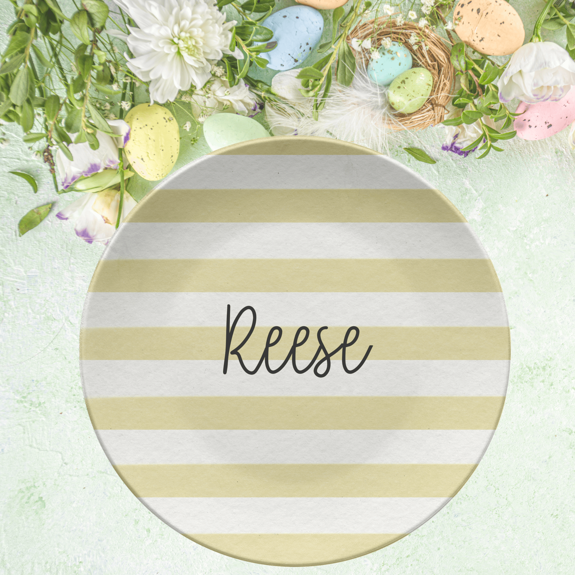 Yellow Stripe Name Plate by Lil Plate Shop