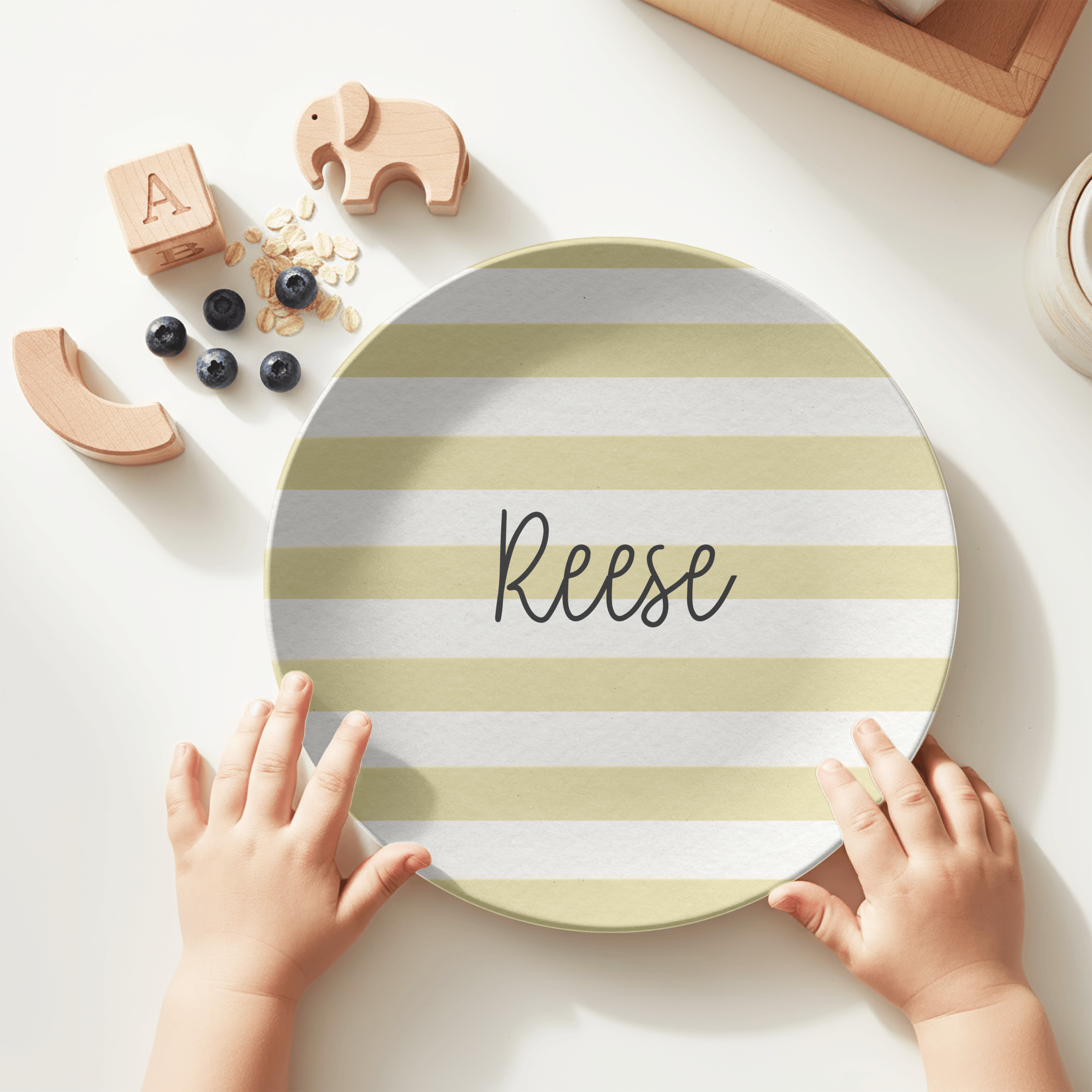 Yellow Stripe Name Plate by Lil Plate Shop