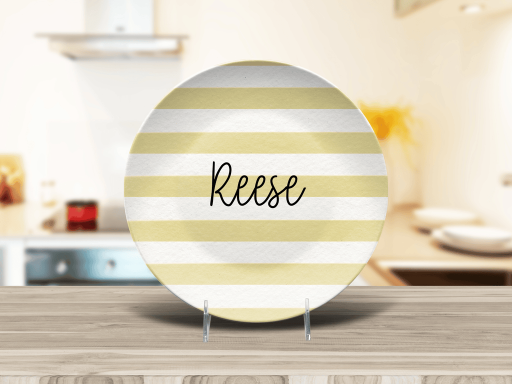 Yellow Stripe Name Plate by Lil Plate Shop