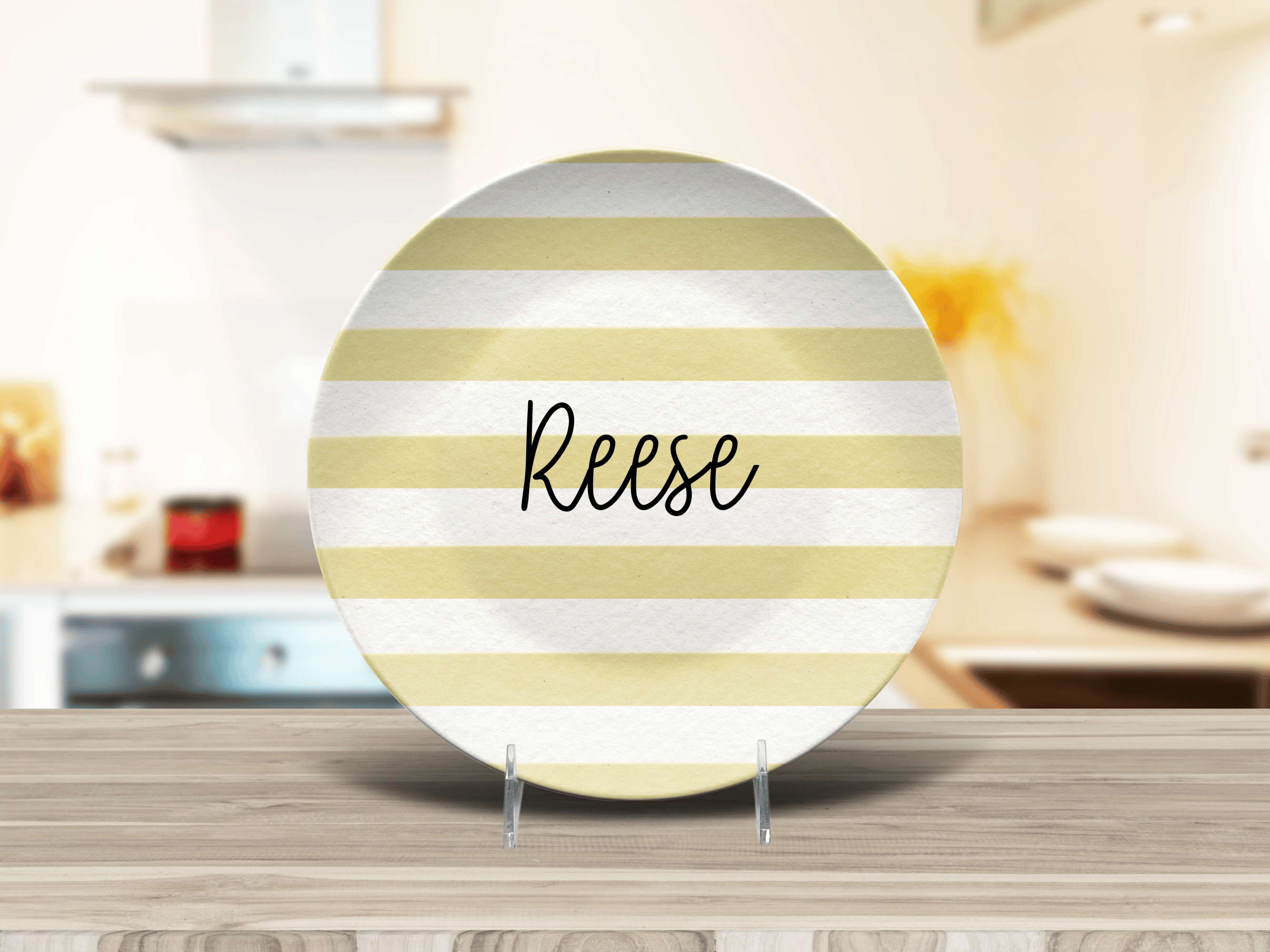 Yellow Stripe Name Plate by Lil Plate Shop
