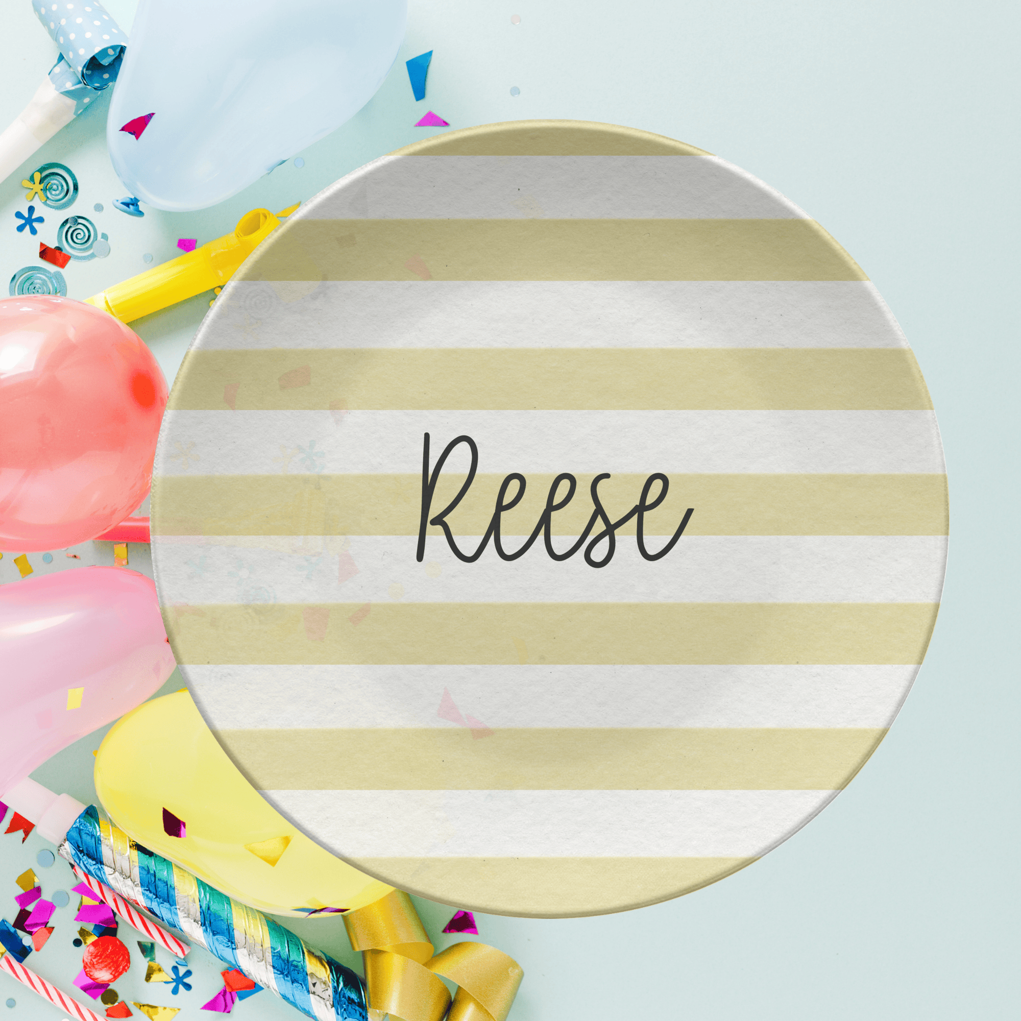 Yellow Stripe Name Plate by Lil Plate Shop